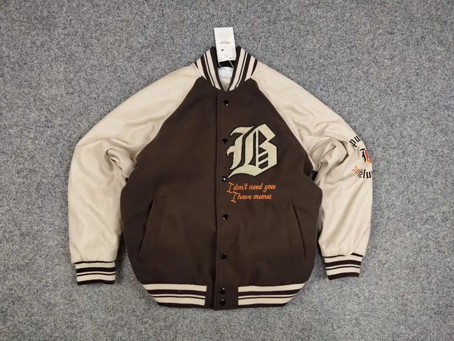 Japanese Brand Vintage 90's Japan Varsity Bomber Jacket Brown Letterman Size US L / EU 52-54 / 3 - 5 Thumbnail