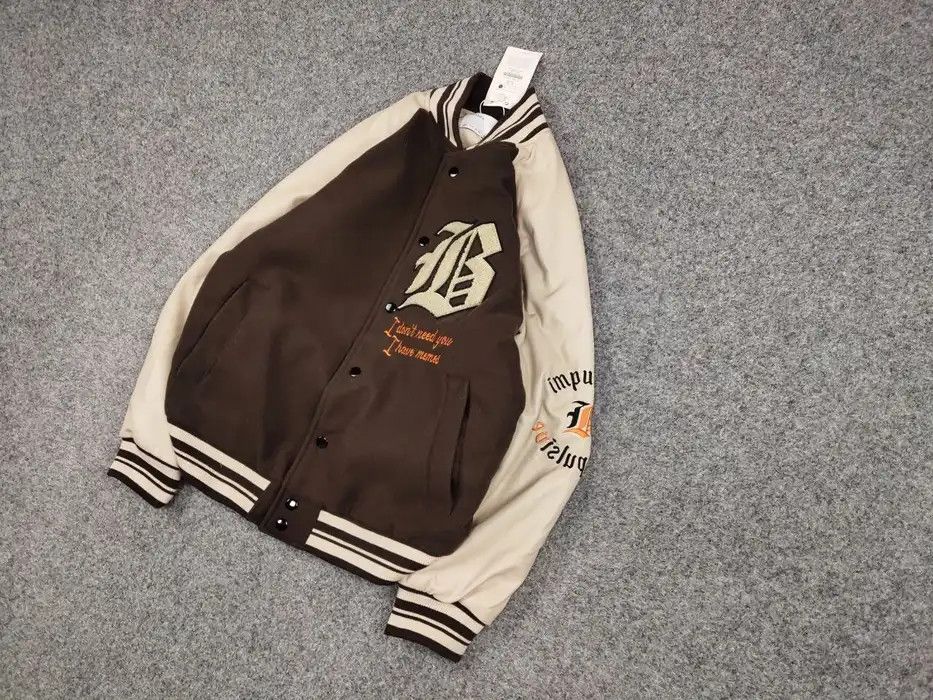 Japanese Brand Vintage 90's Japan Varsity Bomber Jacket Brown Letterman Size US L / EU 52-54 / 3 - 2 Thumbnail