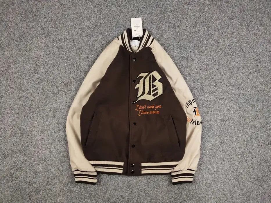 Japanese Brand Vintage 90's Japan Varsity Bomber Jacket Brown Letterman Size US L / EU 52-54 / 3 - 1 Thumbnail