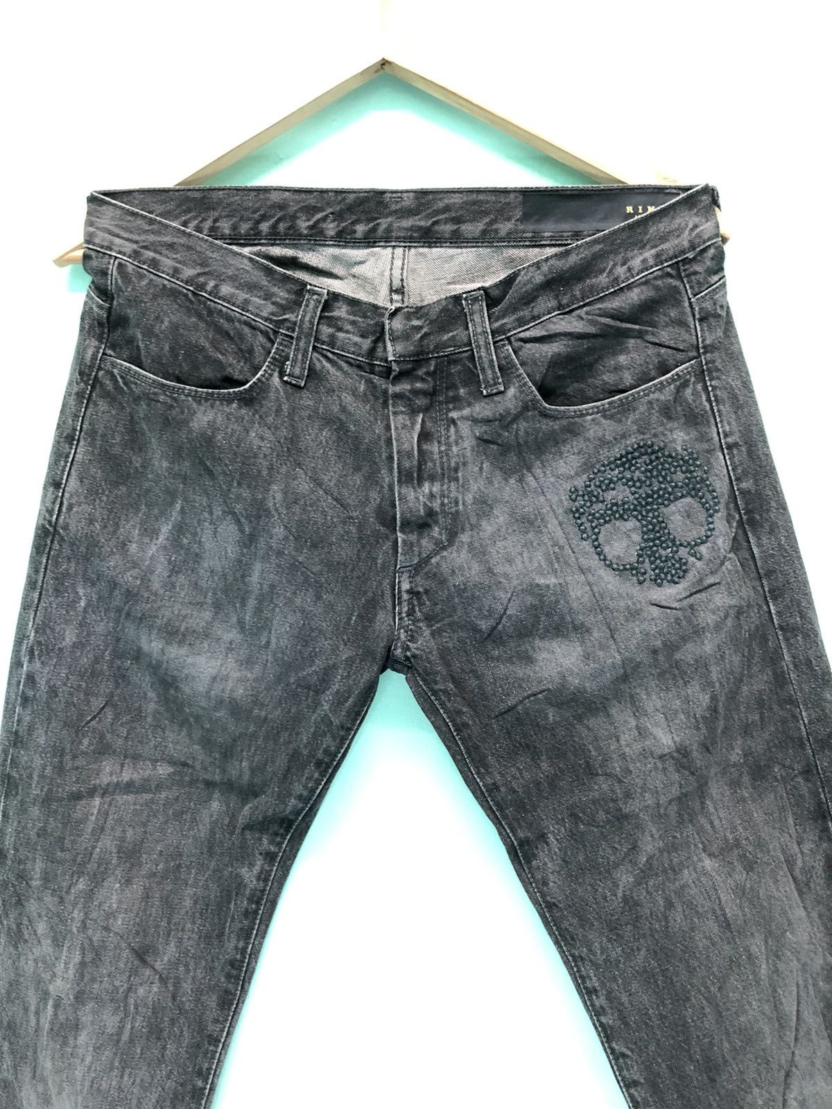 Ring Milano × Seditionaries × Vintage RING MILANO BLACK WASH SKULL EMBROIDERY MADE IN ITALY 🇮🇹 Size US 29 - 2 Thumbnail