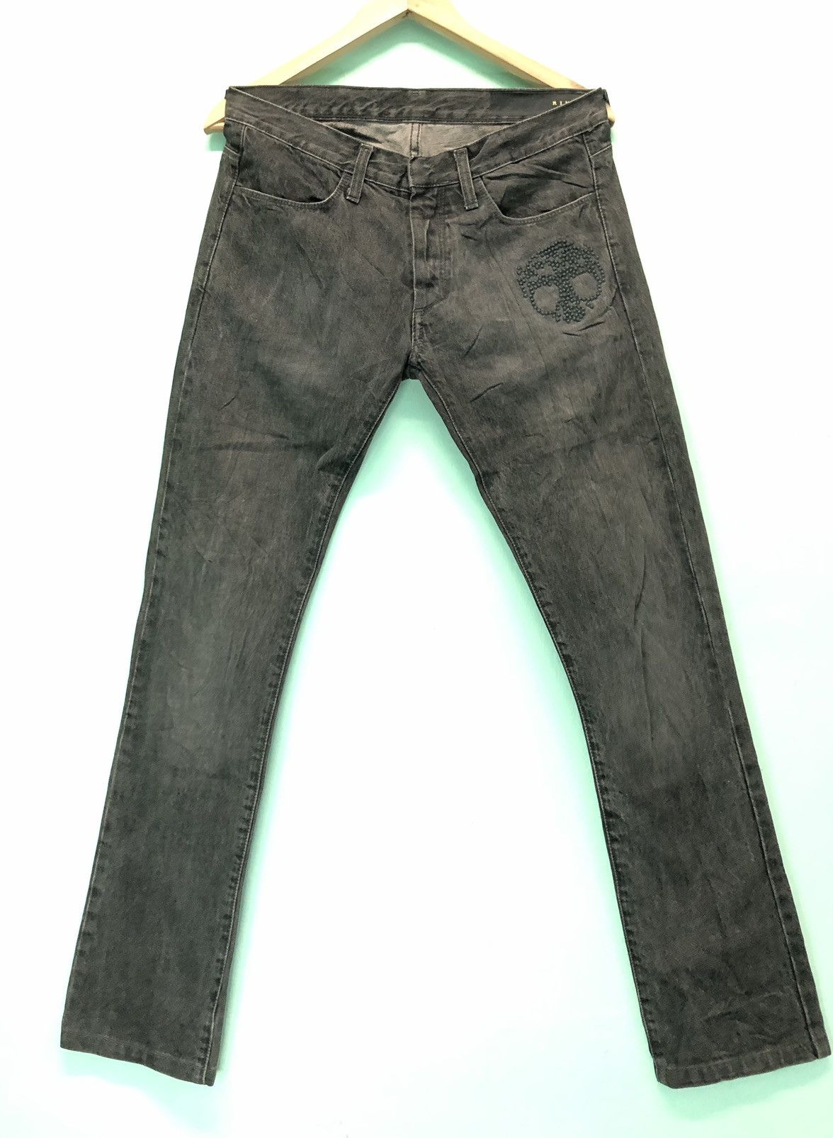 image of Ring Milano Black Wash Skull Embroidery Made In Italy, Men's (Size 29)