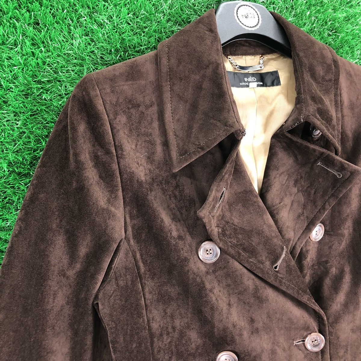 Yohji Yamamoto Vintage INÉD Velvet Pea Coat for Women by Yohji Yamamoto Size XS / US 0-2 / IT 36-38 - 2 Thumbnail
