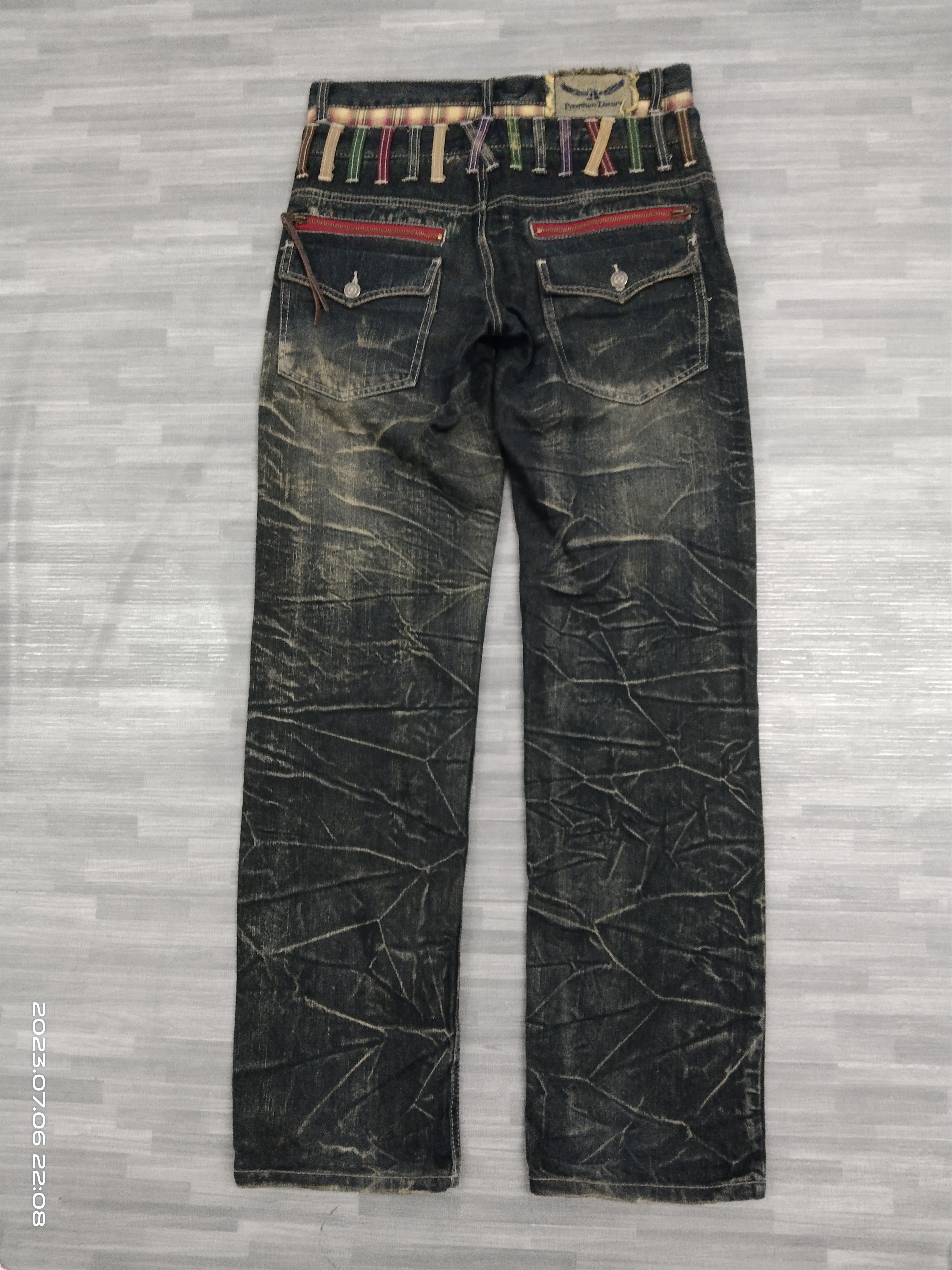 Japanese Brand SICK RUSTY DOUBLE WAIST NYLAUS DENIM PANTS Size US 31 - 3 Thumbnail