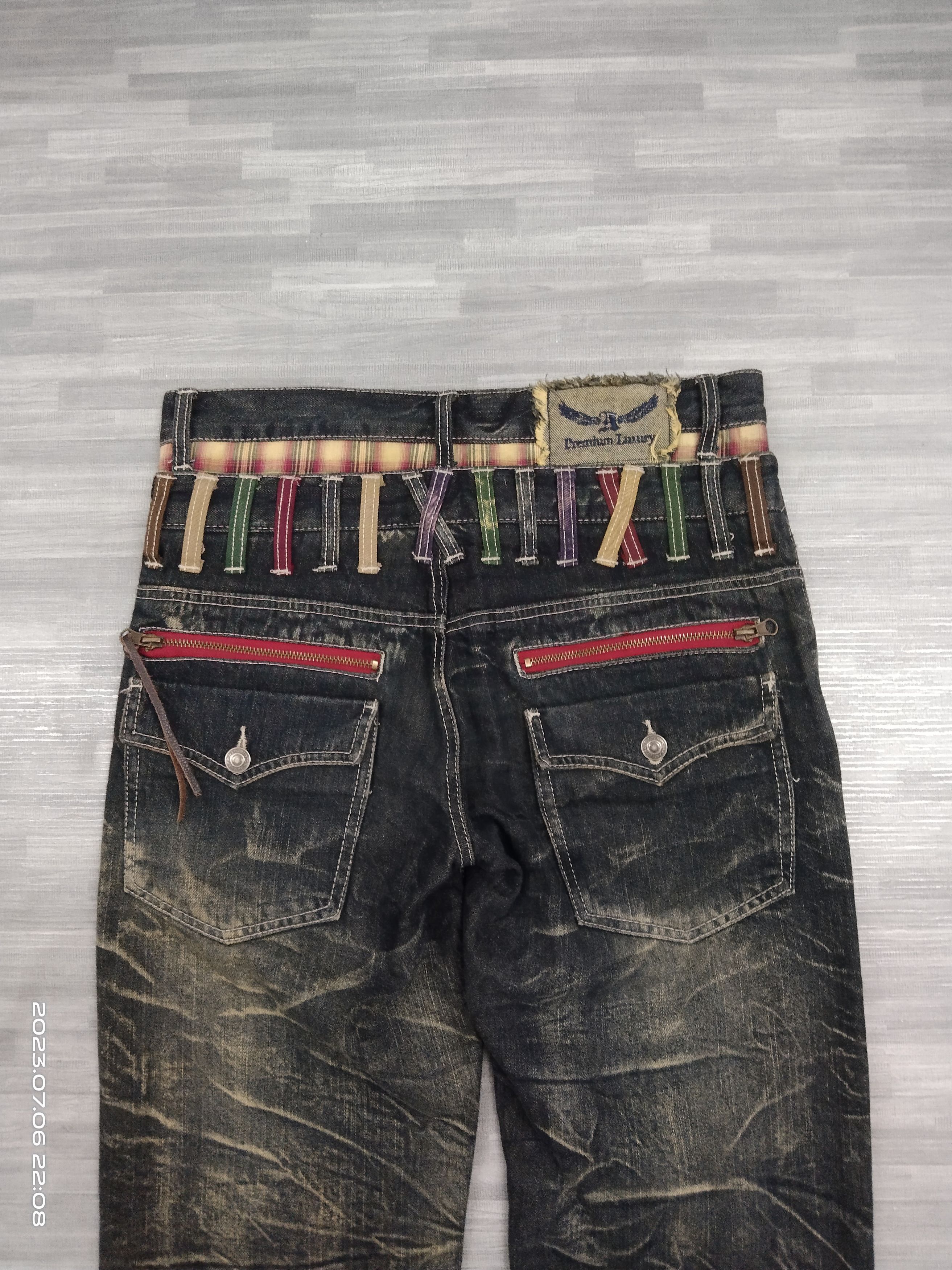 Japanese Brand SICK RUSTY DOUBLE WAIST NYLAUS DENIM PANTS Size US 31 - 5 Thumbnail