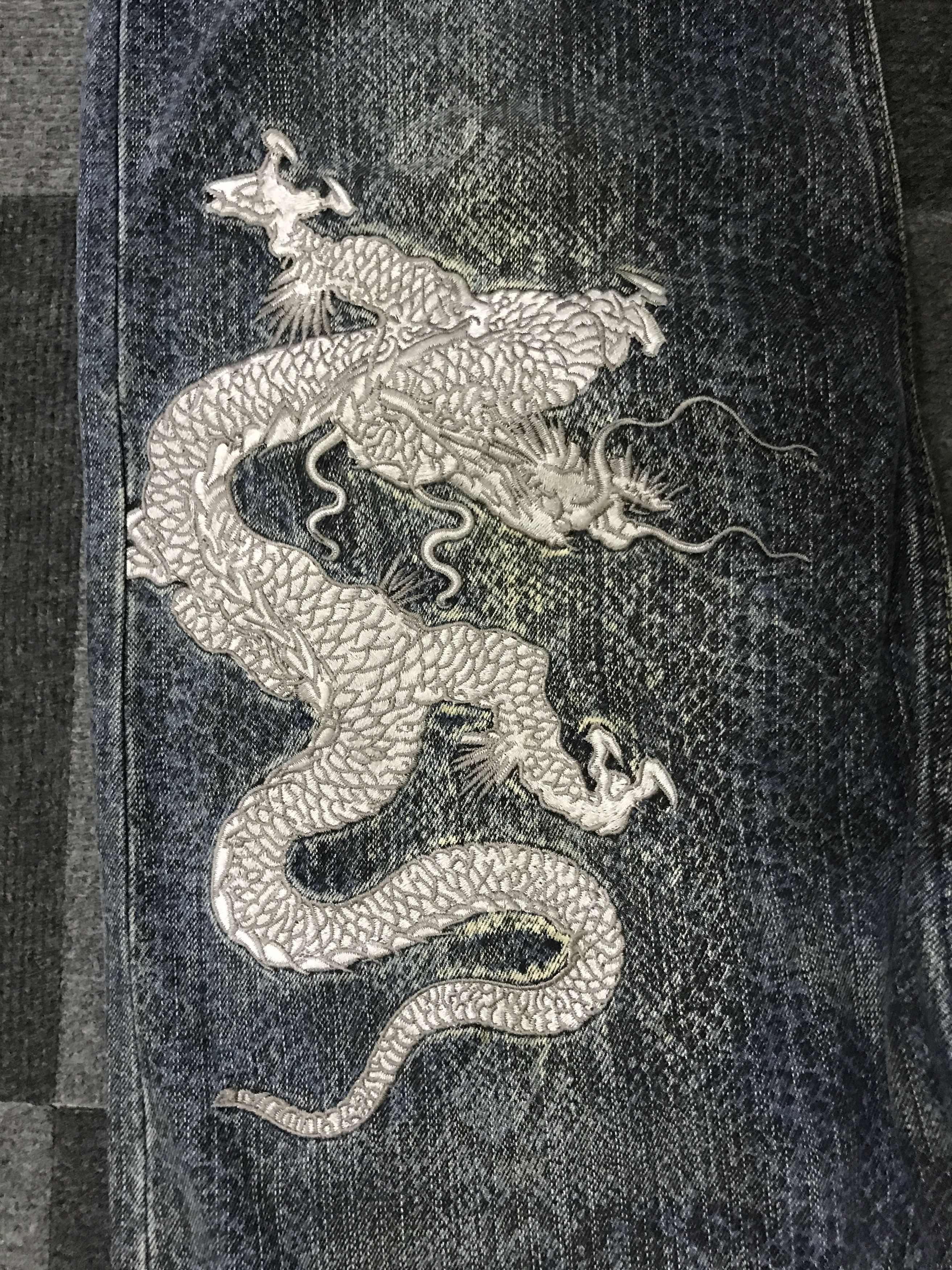 Japanese Brand D121 KARAKURU TAMASHI Phyton All Print Dragon Jeans Size US 34 / EU 50 - 8 Thumbnail