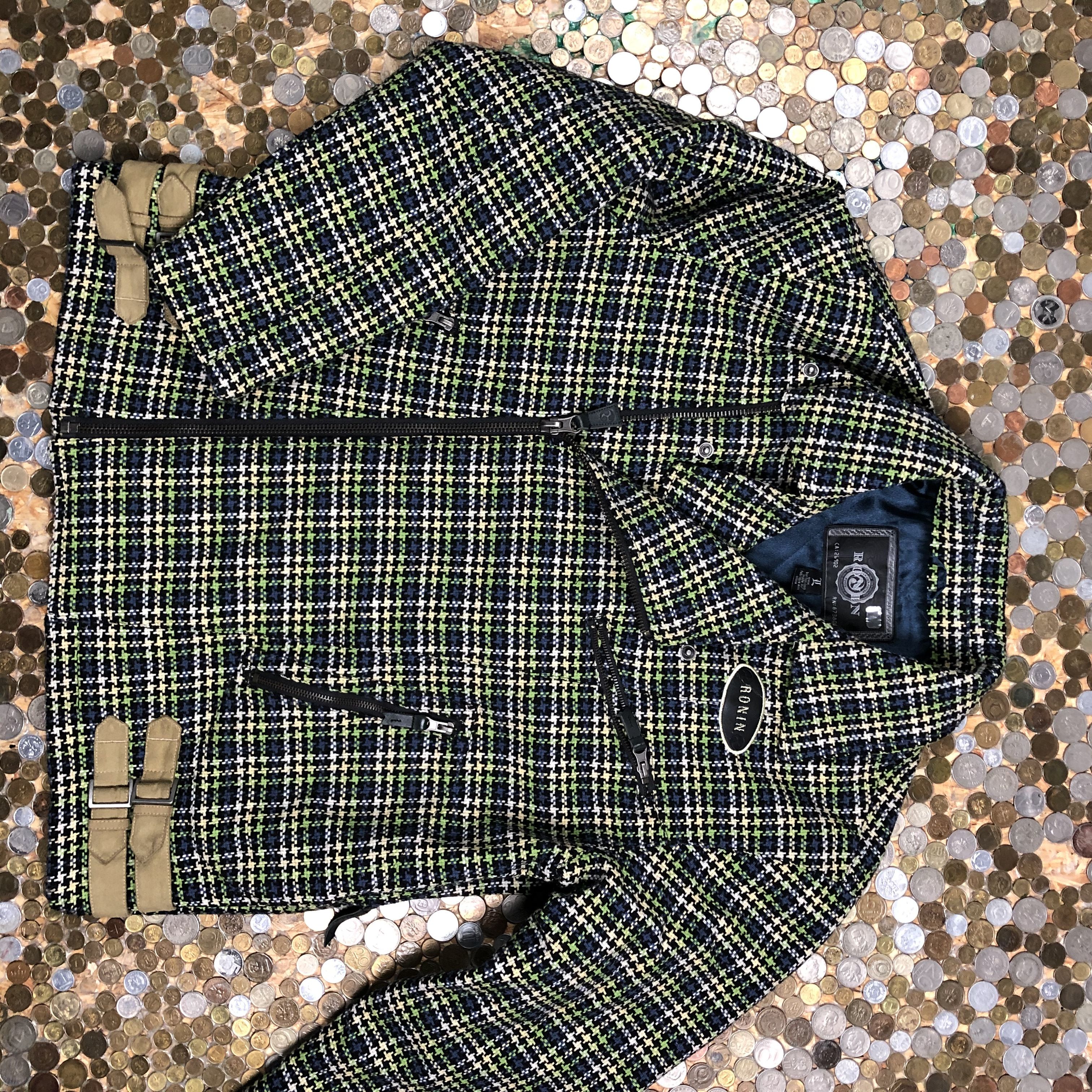 image of Ronin Vintage Jacket Ramones Checkred Style in Yellow, Men's (Size Large)