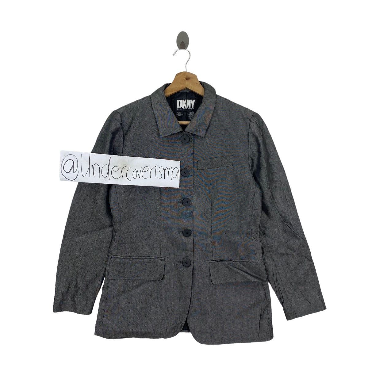 Donna Karan × Vintage Vintage DONNA KARAN New York DKNY Button Up Grey Blazer Coat Size S / US 4 / IT 40 - 1 Thumbnail