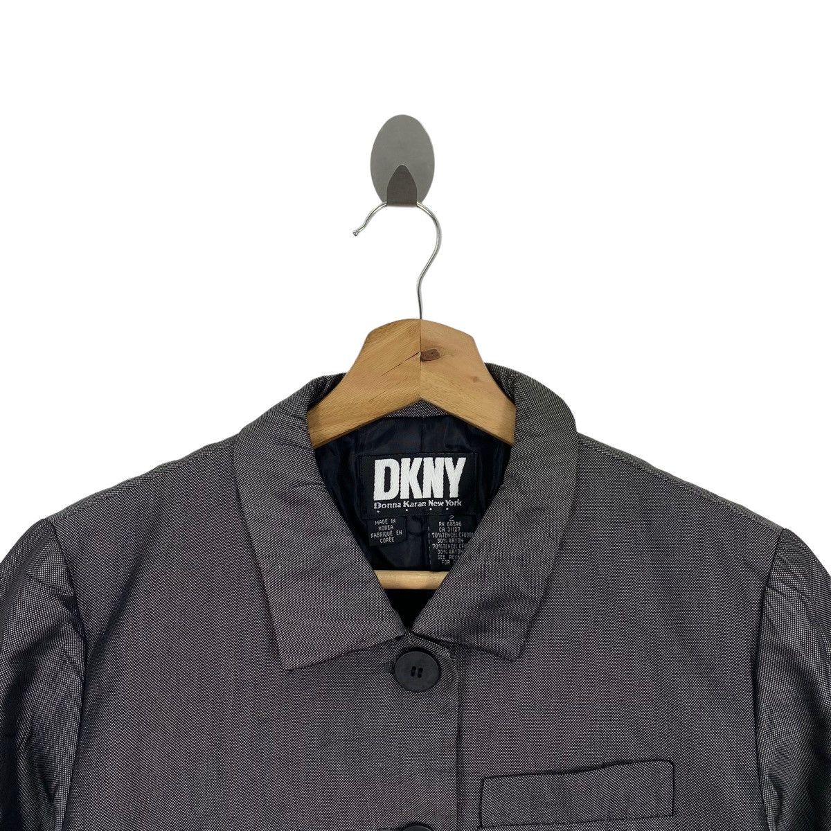 Donna Karan × Vintage Vintage DONNA KARAN New York DKNY Button Up Grey Blazer Coat Size S / US 4 / IT 40 - 2 Thumbnail