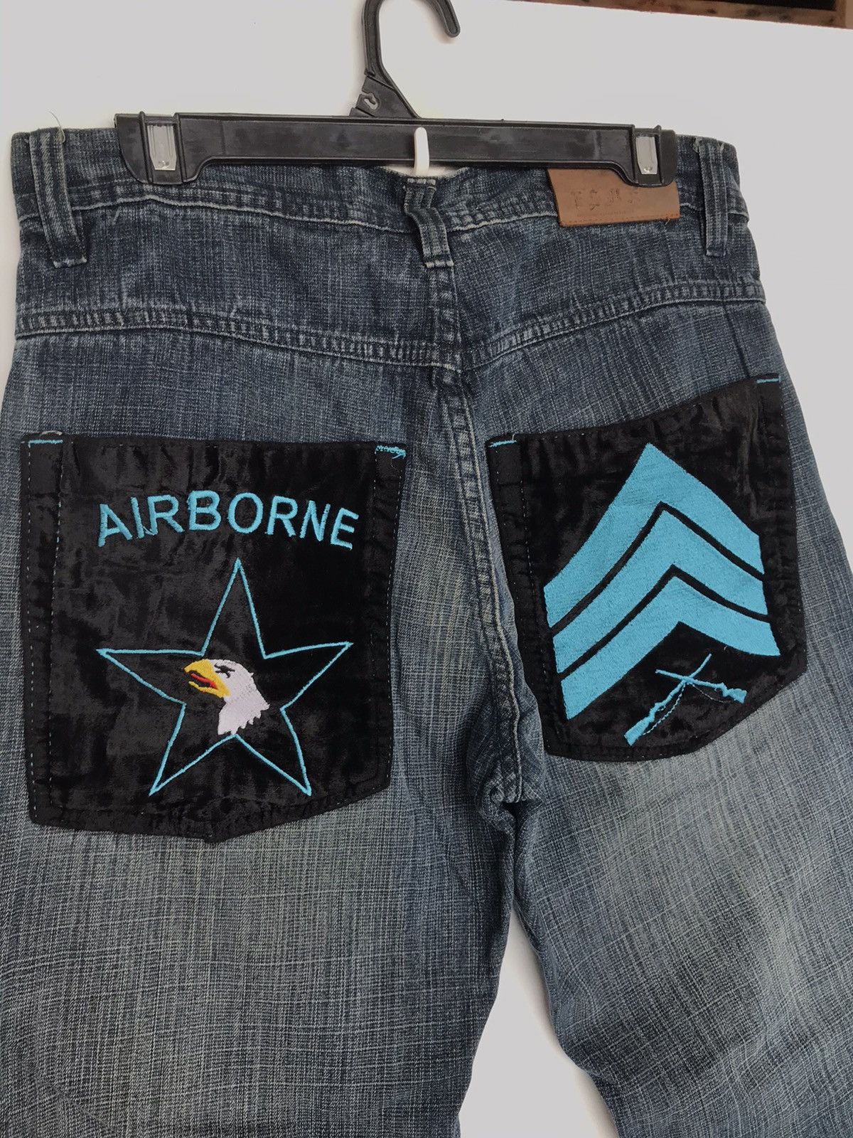 Japanese Brand Y2K Baggy Denim Jeans Airborne Military Patch Wide Leg Size US 32 / EU 48 - 6 Thumbnail