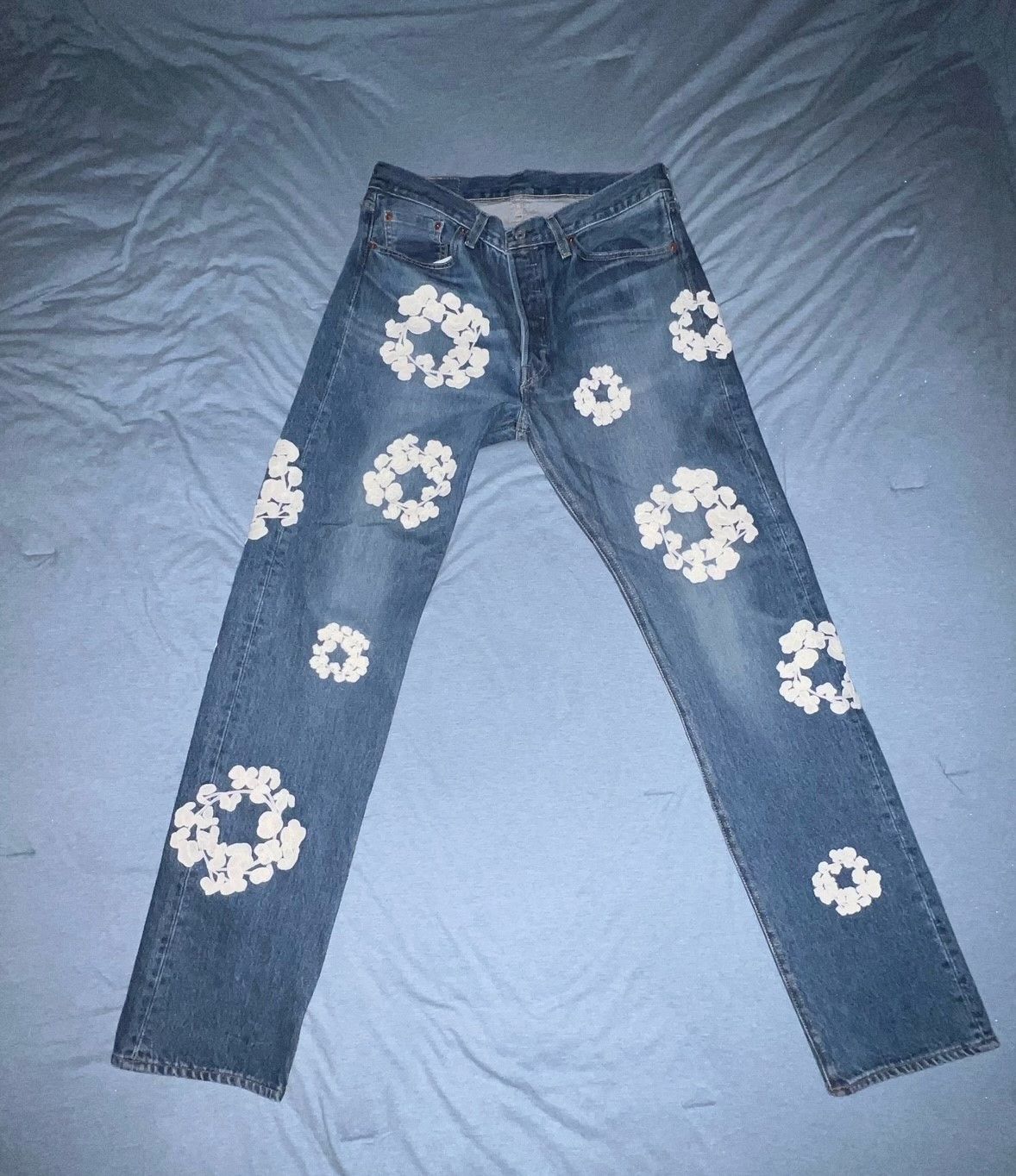 image of Denim Tears Indigo Wash/stitched Tears, Men's (Size 34)