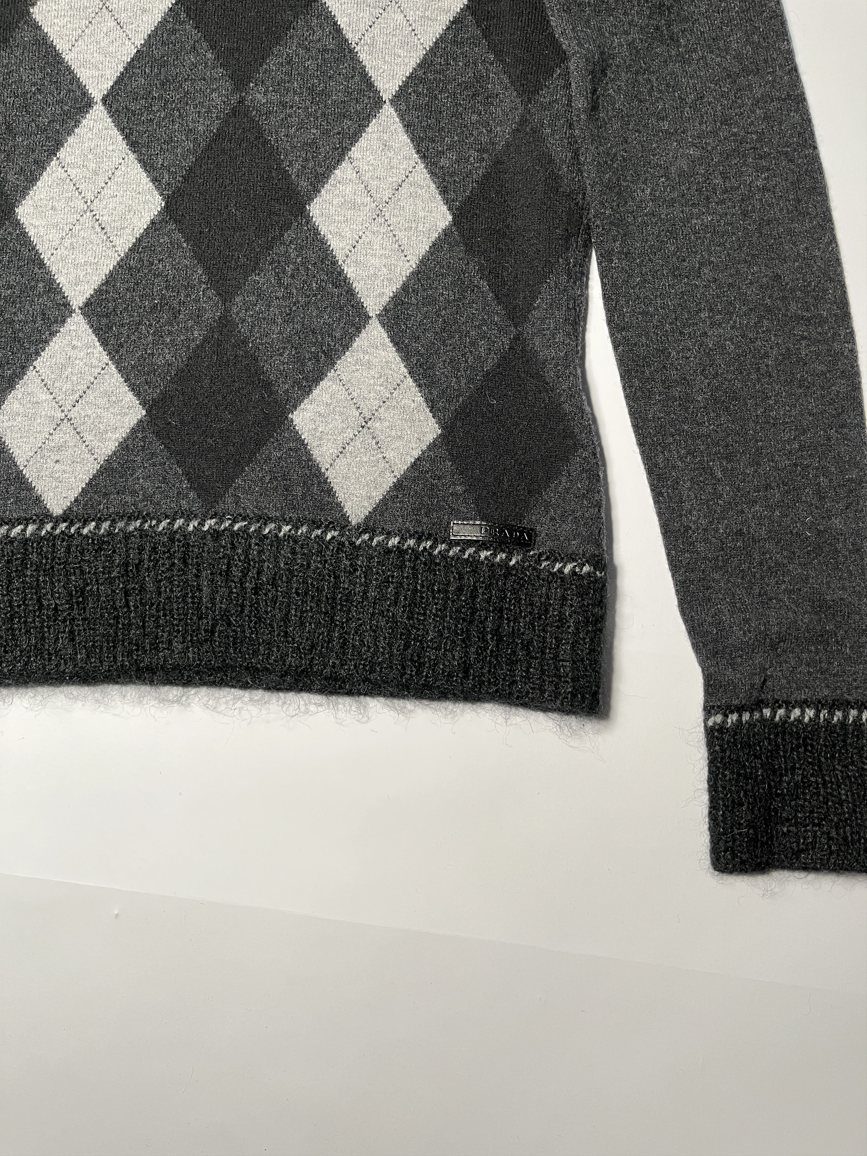 Prada ⚡️QUICK SALE⚡️2006 Prada Grey Argyle Knit Turtleneck Size S / US 4 / IT 40 - 3 Thumbnail