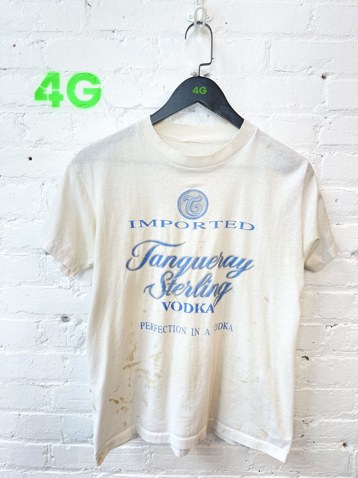 image of Vintage 90's Imported Vodka Thrashed T Shirt in White, Men's (Size Small)