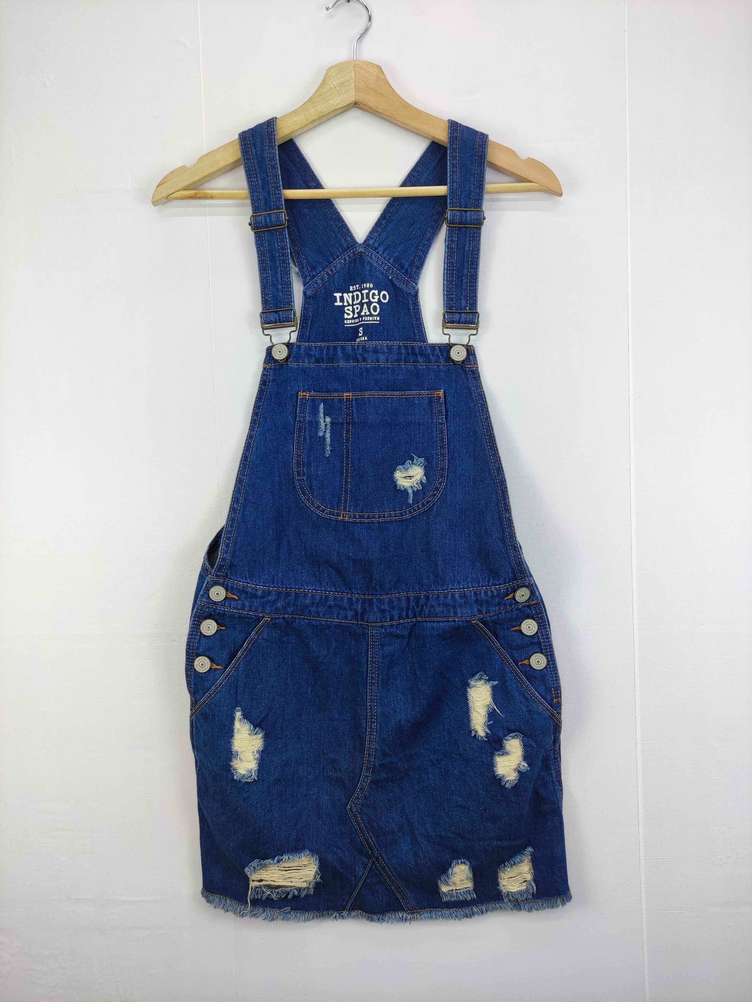 image of Indigo Overall Short Skirts Jumpsuits, Women's (Size 31)