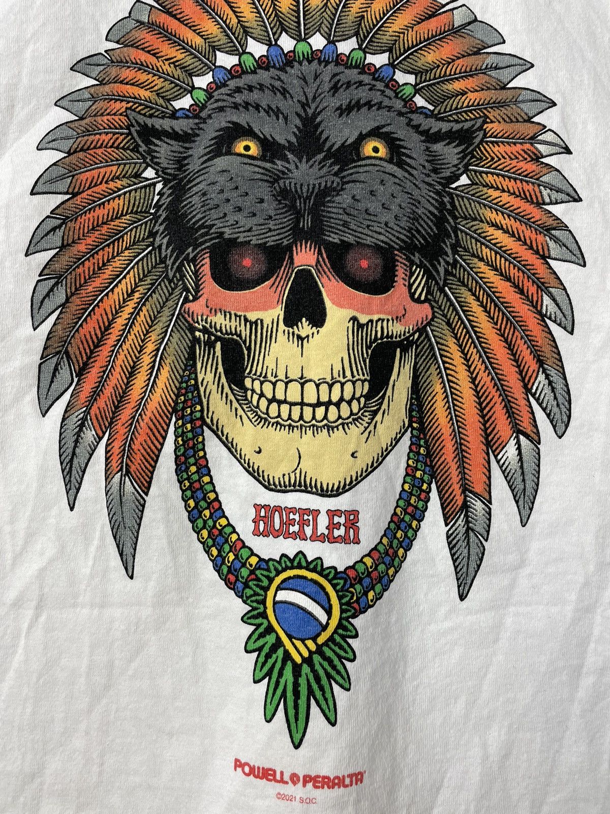 Vintage Powell Skateboards Skate Tee Skull Indian Logo Rare Hype Size US L / EU 52-54 / 3 - 4 Thumbnail