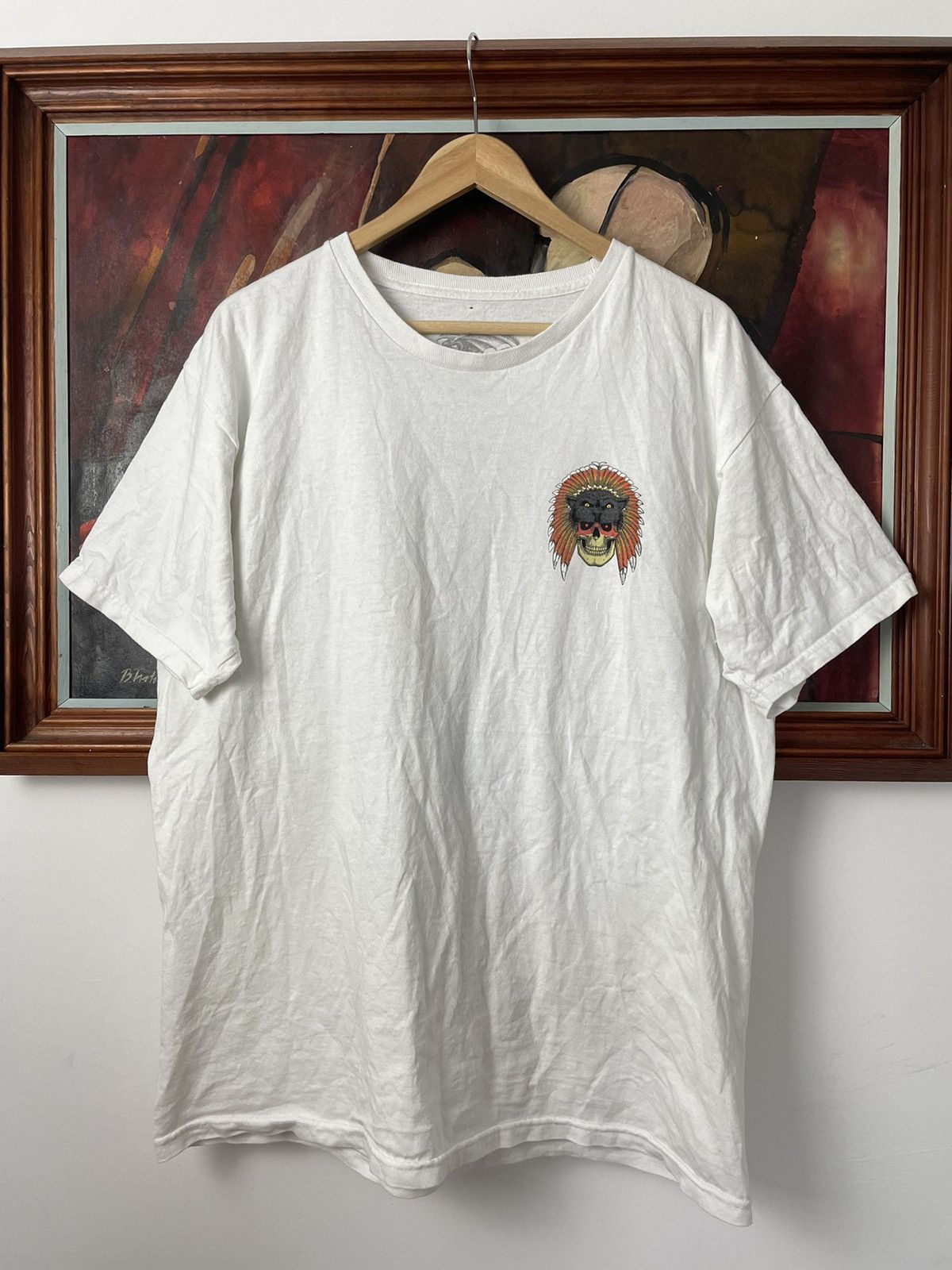 Vintage Powell Skateboards Skate Tee Skull Indian Logo Rare Hype Size US L / EU 52-54 / 3 - 2 Thumbnail