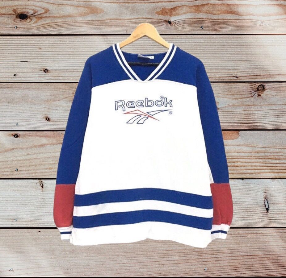 Reebok × Sports Specialties Vintage Reebok Multicolour V Neck Sweatshirt Size US L / EU 52-54 / 3 - 1 Thumbnail
