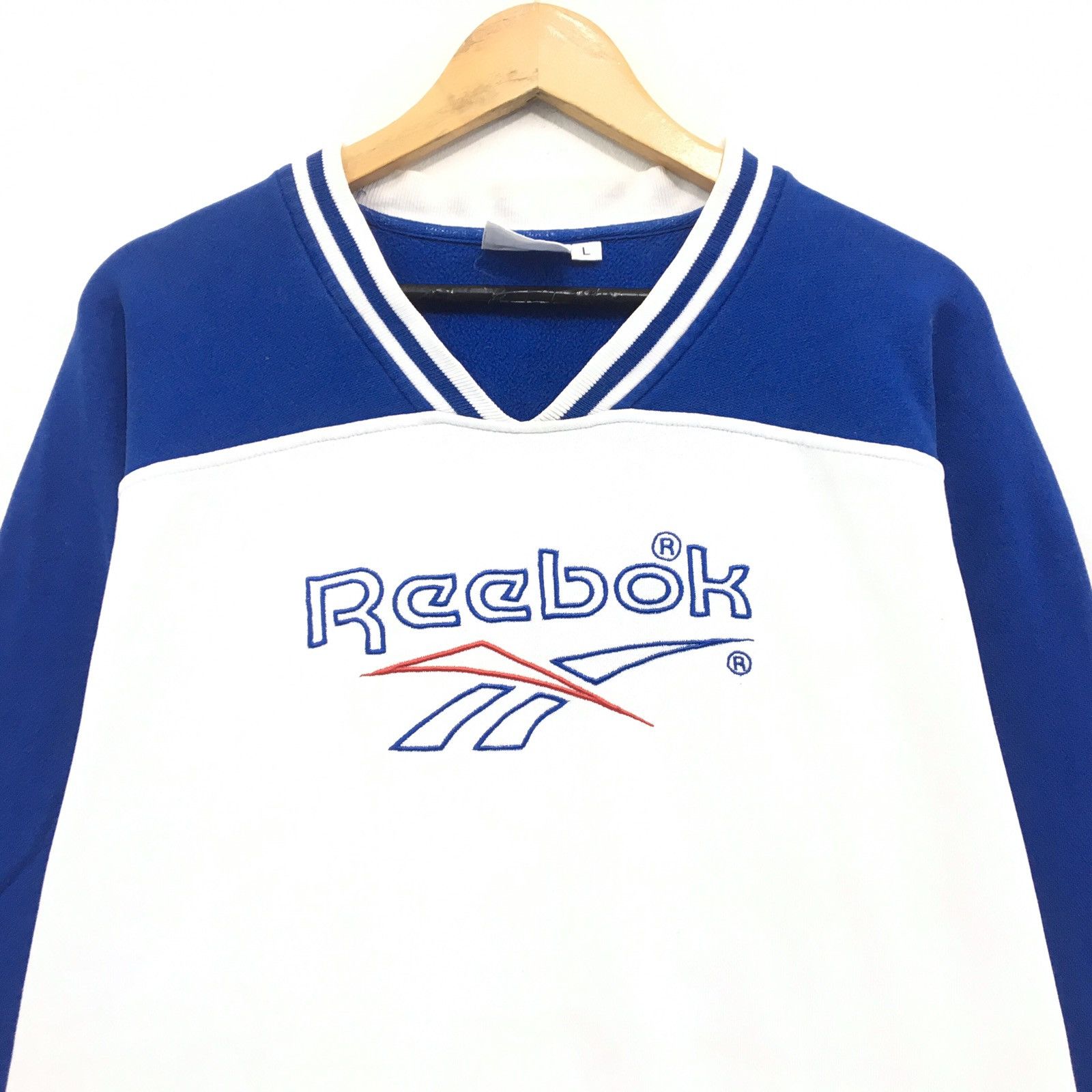 Reebok × Sports Specialties Vintage Reebok Multicolour V Neck Sweatshirt Size US L / EU 52-54 / 3 - 4 Thumbnail