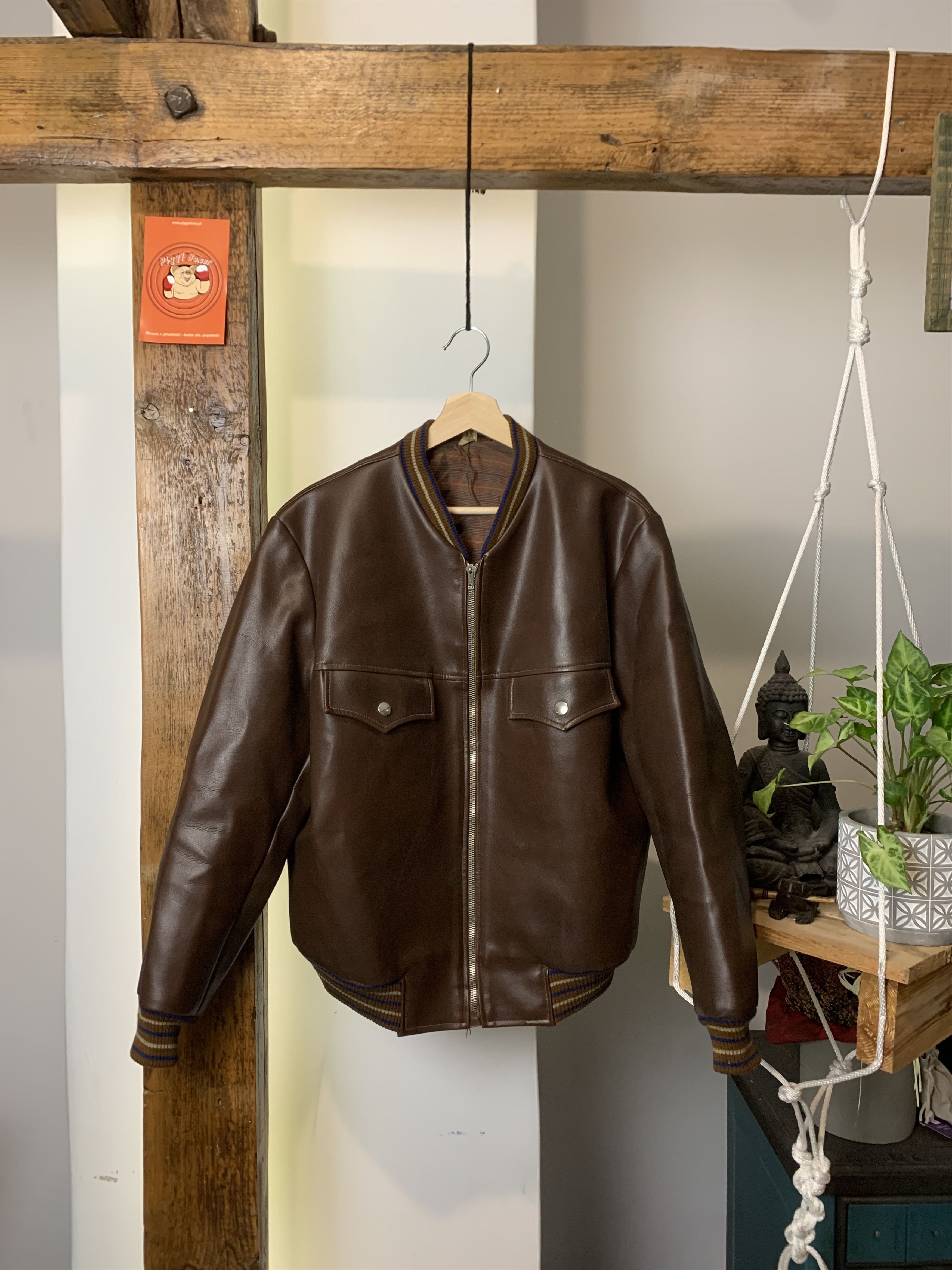 80s Brown Bike Real Leather Jacket