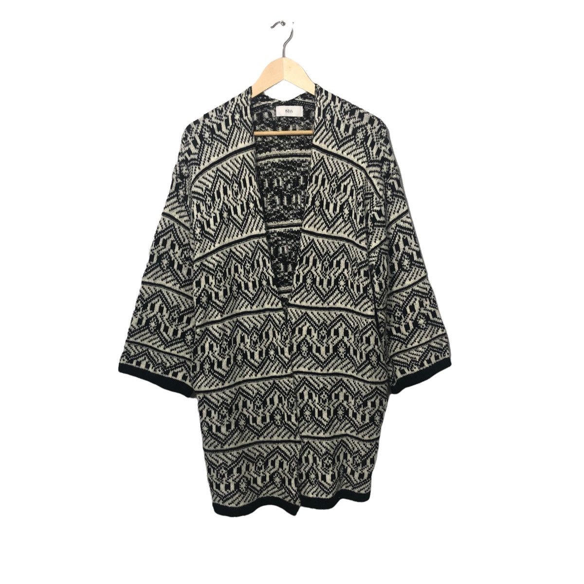 image of Vintage Azul By Moussy Fullprint Cardigan in Black/White, Men's (Size Large)