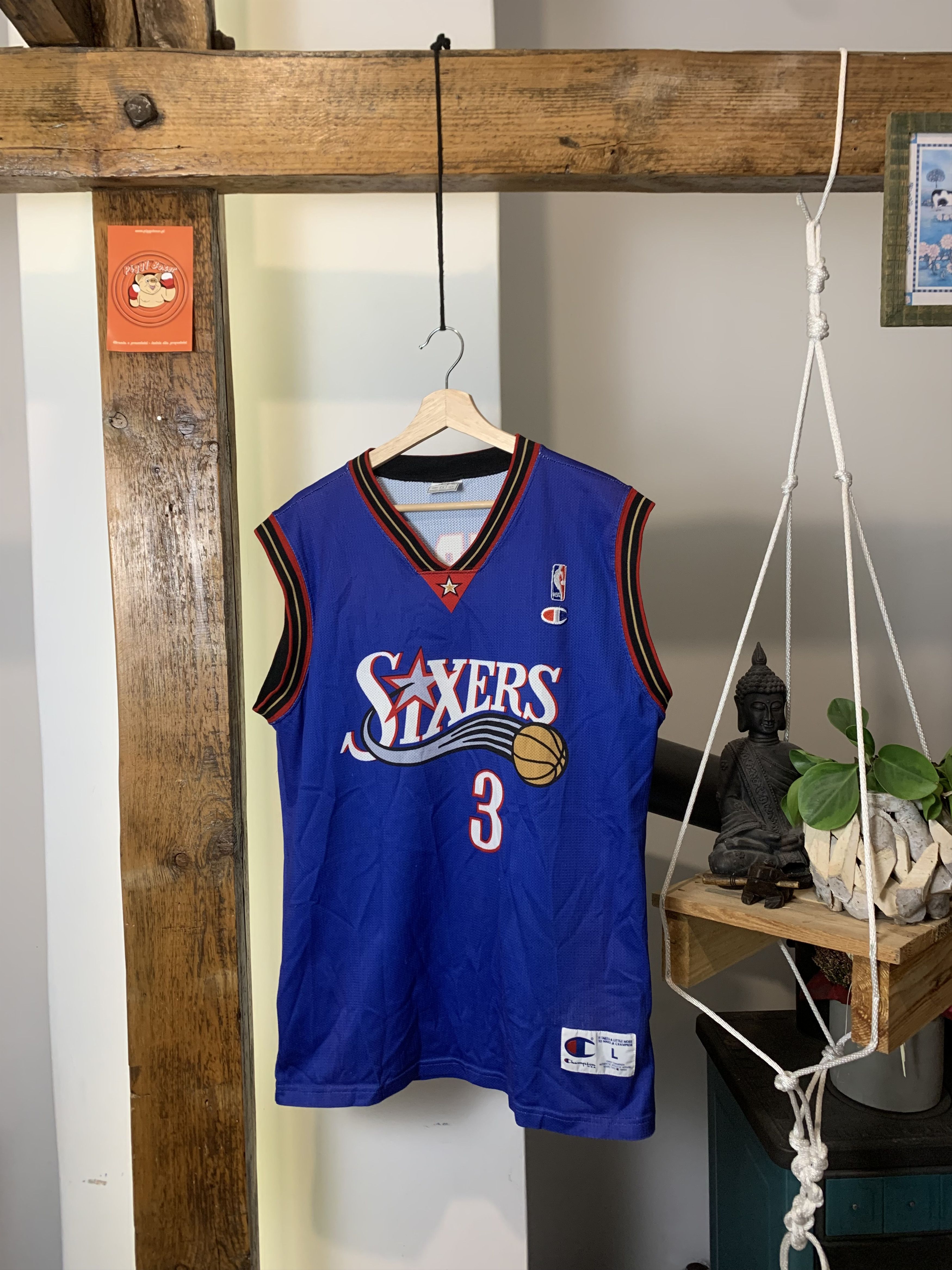 Champion × NBA × Vintage 90s Allen Iverson Philadelphia 76ers Champion Jersey Size US XL / EU 56 / 4 - 1 Thumbnail