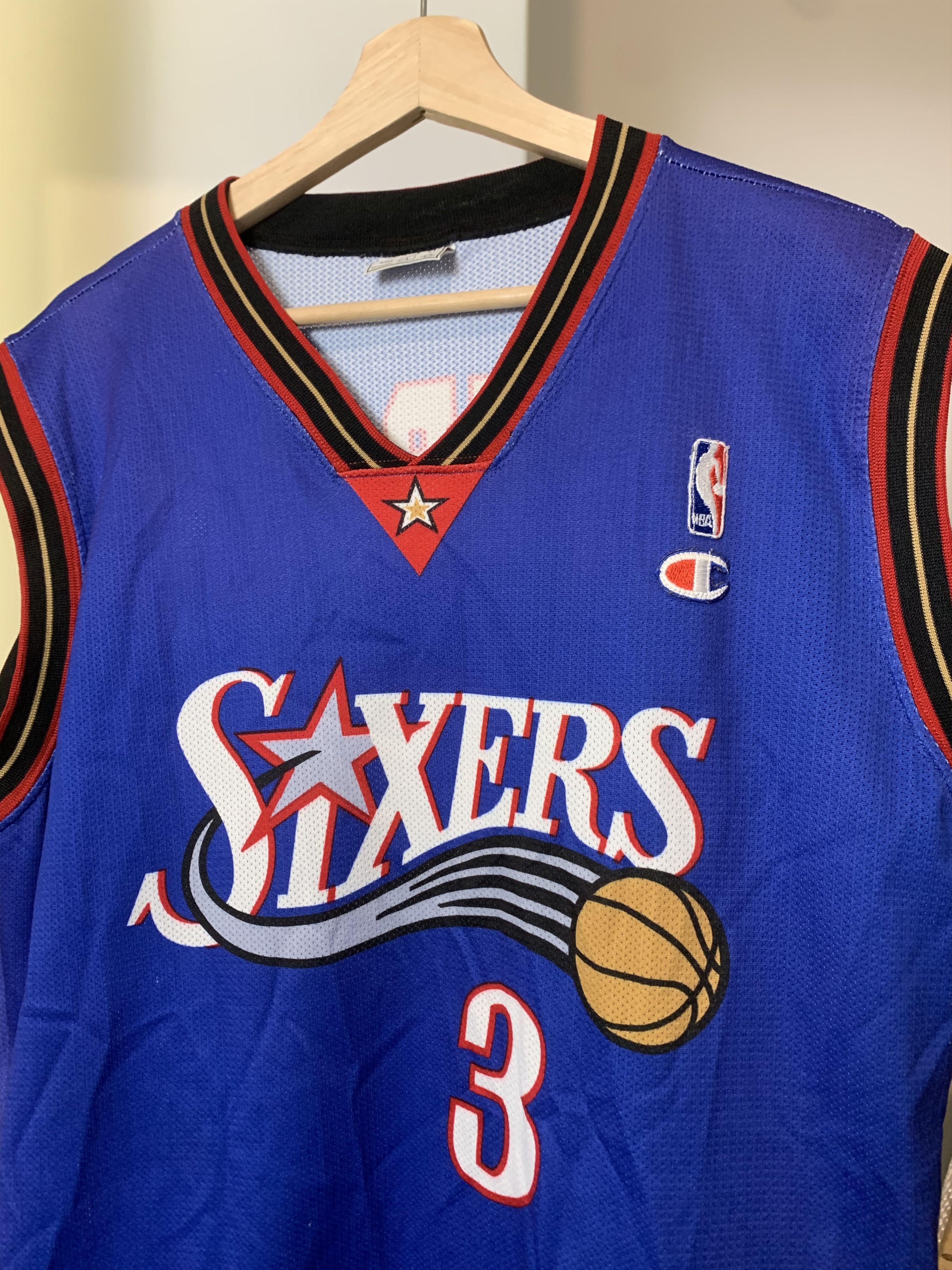 Champion × NBA × Vintage 90s Allen Iverson Philadelphia 76ers Champion Jersey Size US XL / EU 56 / 4 - 3 Thumbnail