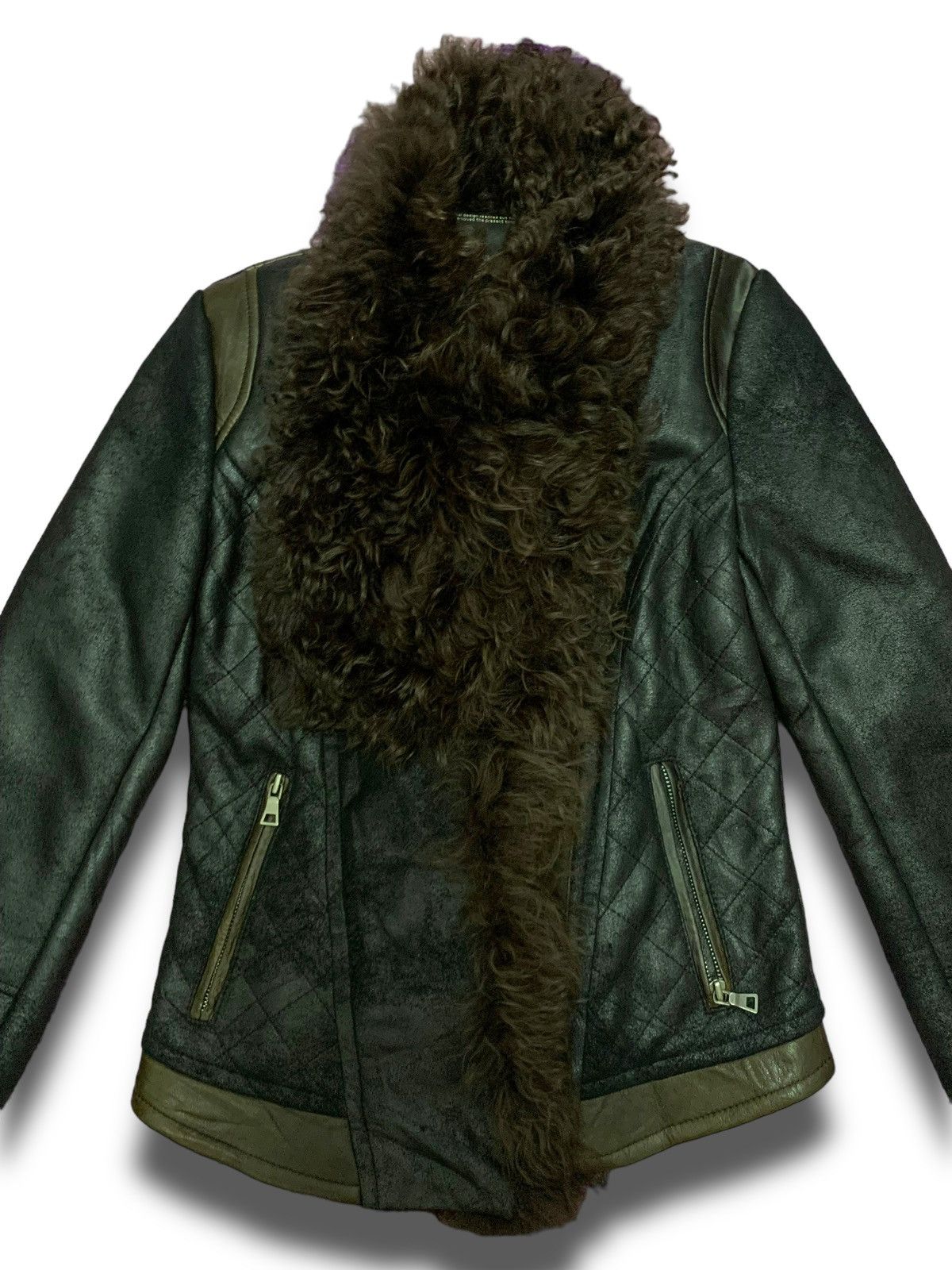 Beauty Beast Archival Fur Suede Bikers Winter Petite Jacket Size XS / US 0-2 / IT 36-38 - 1 Thumbnail