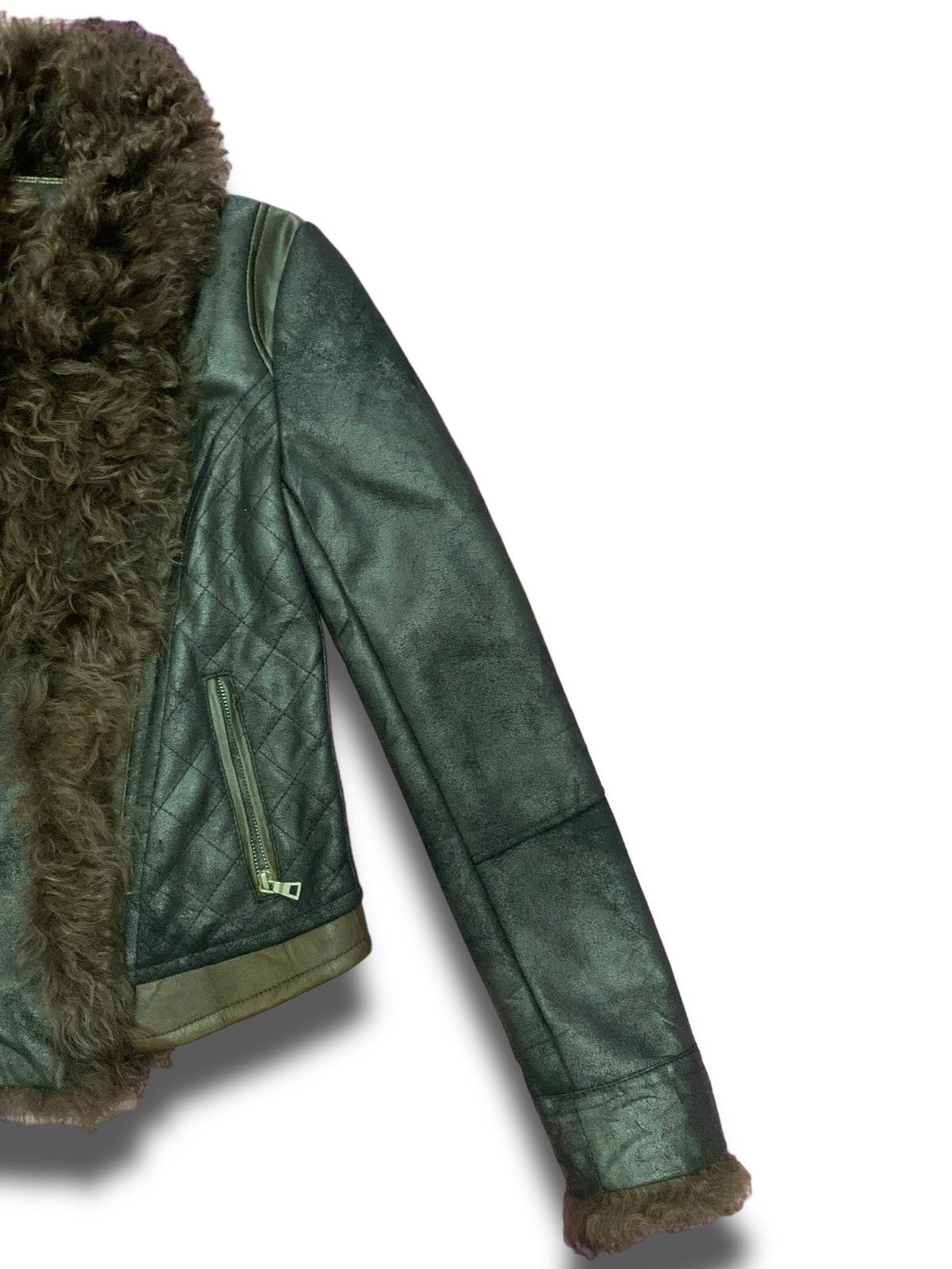 Beauty Beast Archival Fur Suede Bikers Winter Petite Jacket Size XS / US 0-2 / IT 36-38 - 3 Thumbnail