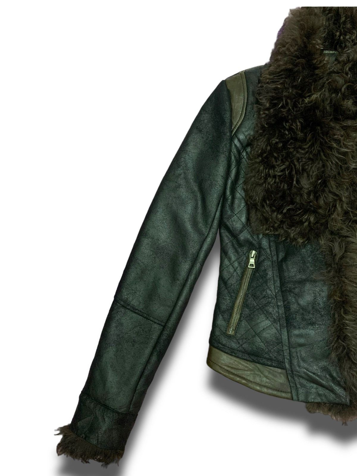 Beauty Beast Archival Fur Suede Bikers Winter Petite Jacket Size XS / US 0-2 / IT 36-38 - 2 Thumbnail