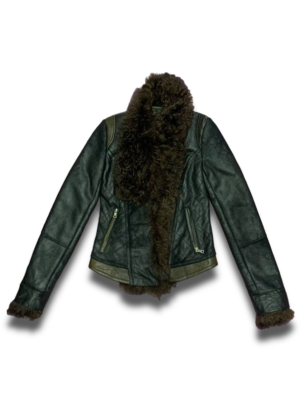 Beauty Beast Archival Fur Suede Bikers Winter Petite Jacket Size XS / US 0-2 / IT 36-38 - 5 Thumbnail