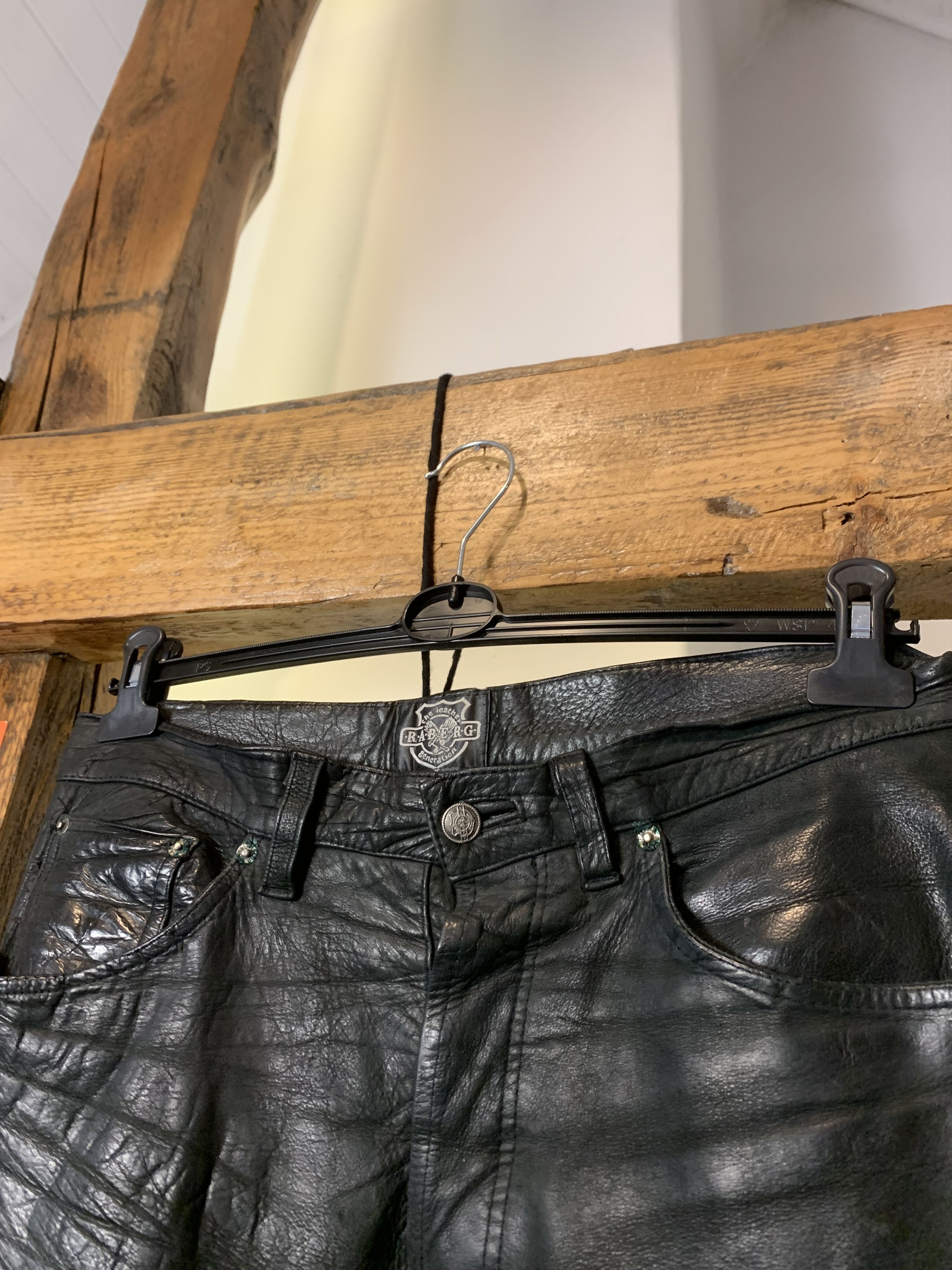 Genuine Leather × Vintage 90s Black Real Leather Bike Pants Size US 32 / EU 48 - 3 Thumbnail