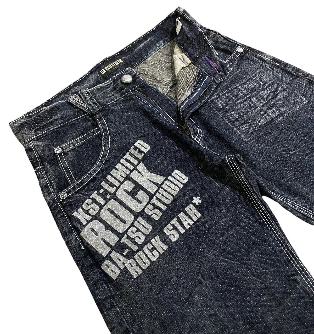 Japanese Brand Vintage BATSU STUDIO Rock Star Splash Painting Jeans Size US 30 / EU 46 - 3 Thumbnail