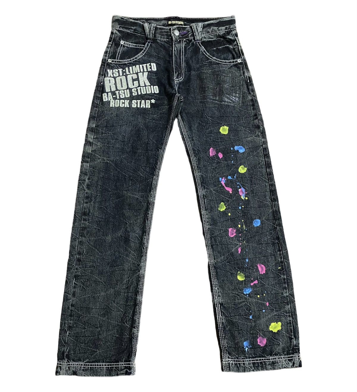 Archival Clothing Vintage BATSU STUDIO Rock Star Splash Painting Jeans Grailed