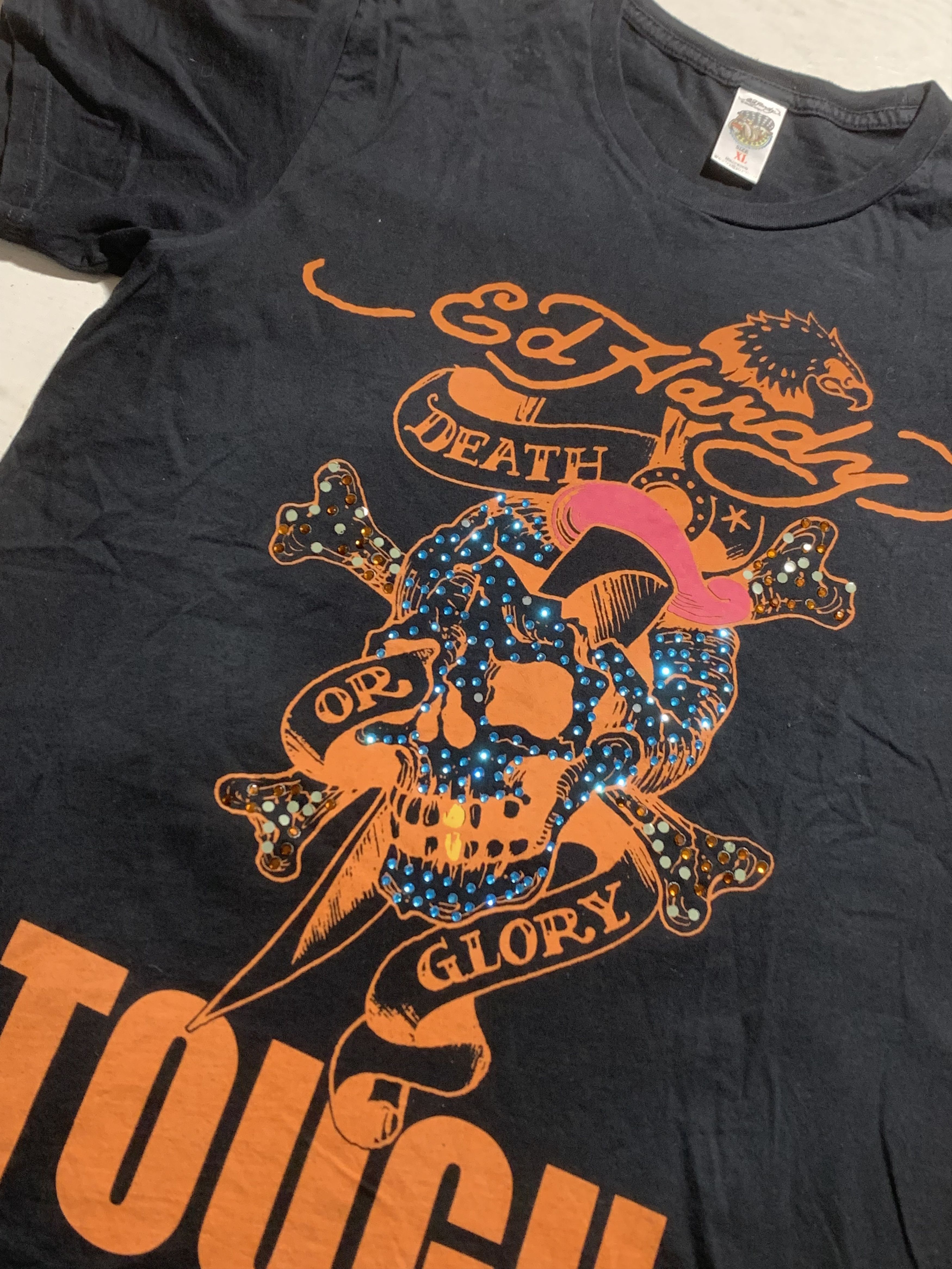 Christian Audigier × Ed Hardy × Vintage Ed hardy Skull Tough Overprint T shirt Size US L / EU 52-54 / 3 - 3 Thumbnail
