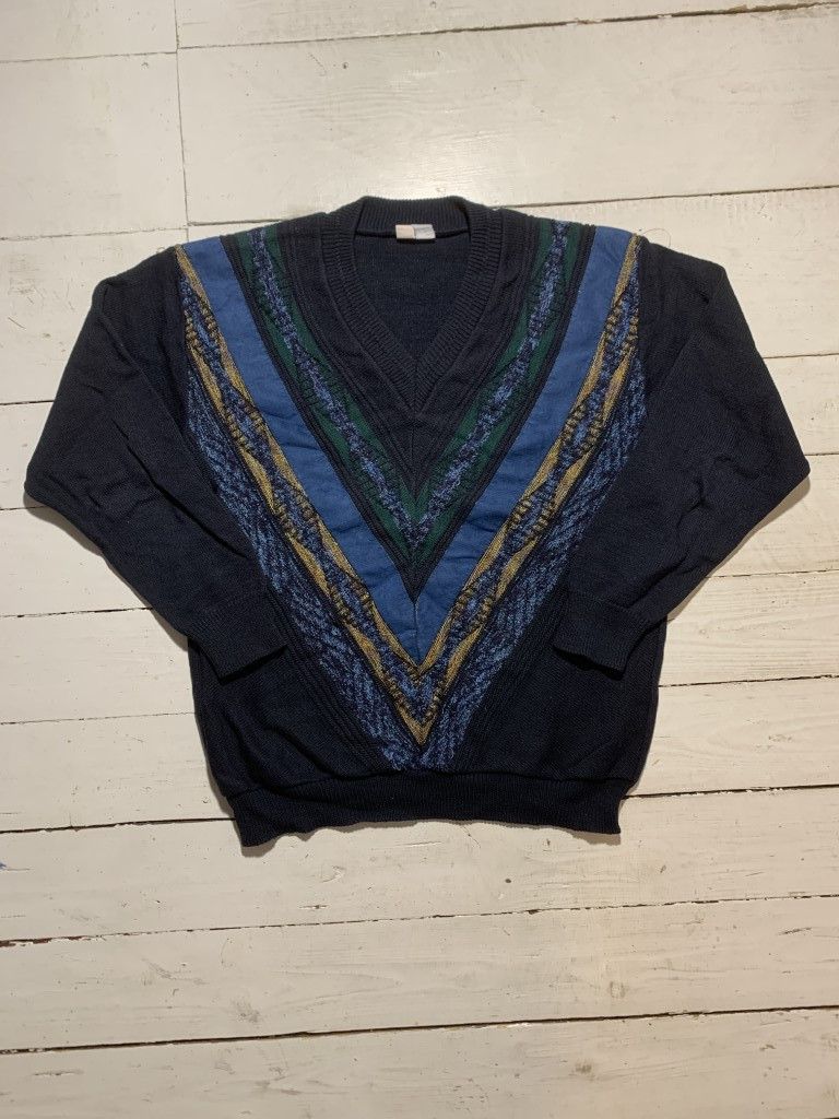 Coogi × Vintage 90s Coloured Cable Knit Sweater Coogi Style Size US L / EU 52-54 / 3 - 1 Thumbnail