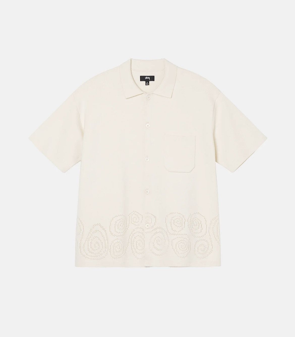 Stussy STUSSY PERFORATED SWIRL KNIT SHIRT (WHITE/OFF WHITE) Size US XL / EU 56 / 4 - 4 Thumbnail