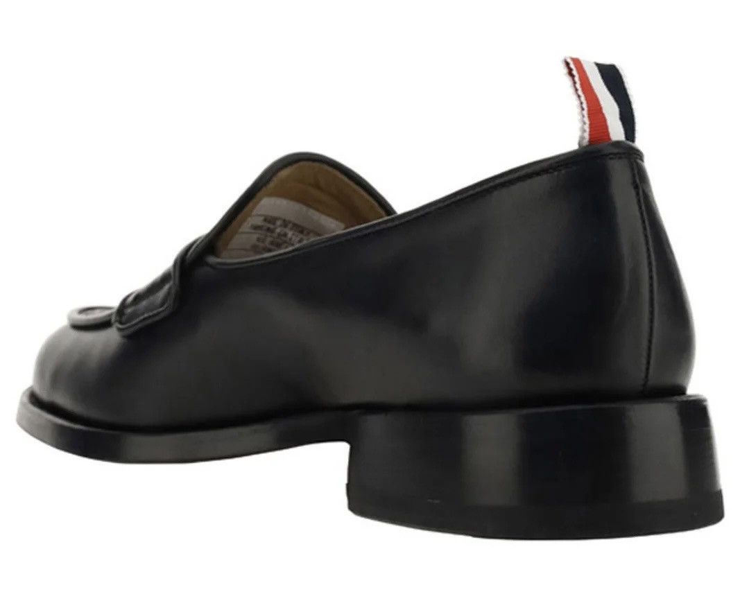 Thom Browne NEW 40 Calf Leather Grained Smooth Penny Loafers Black Size US 7 / EU 40 - 7 Thumbnail