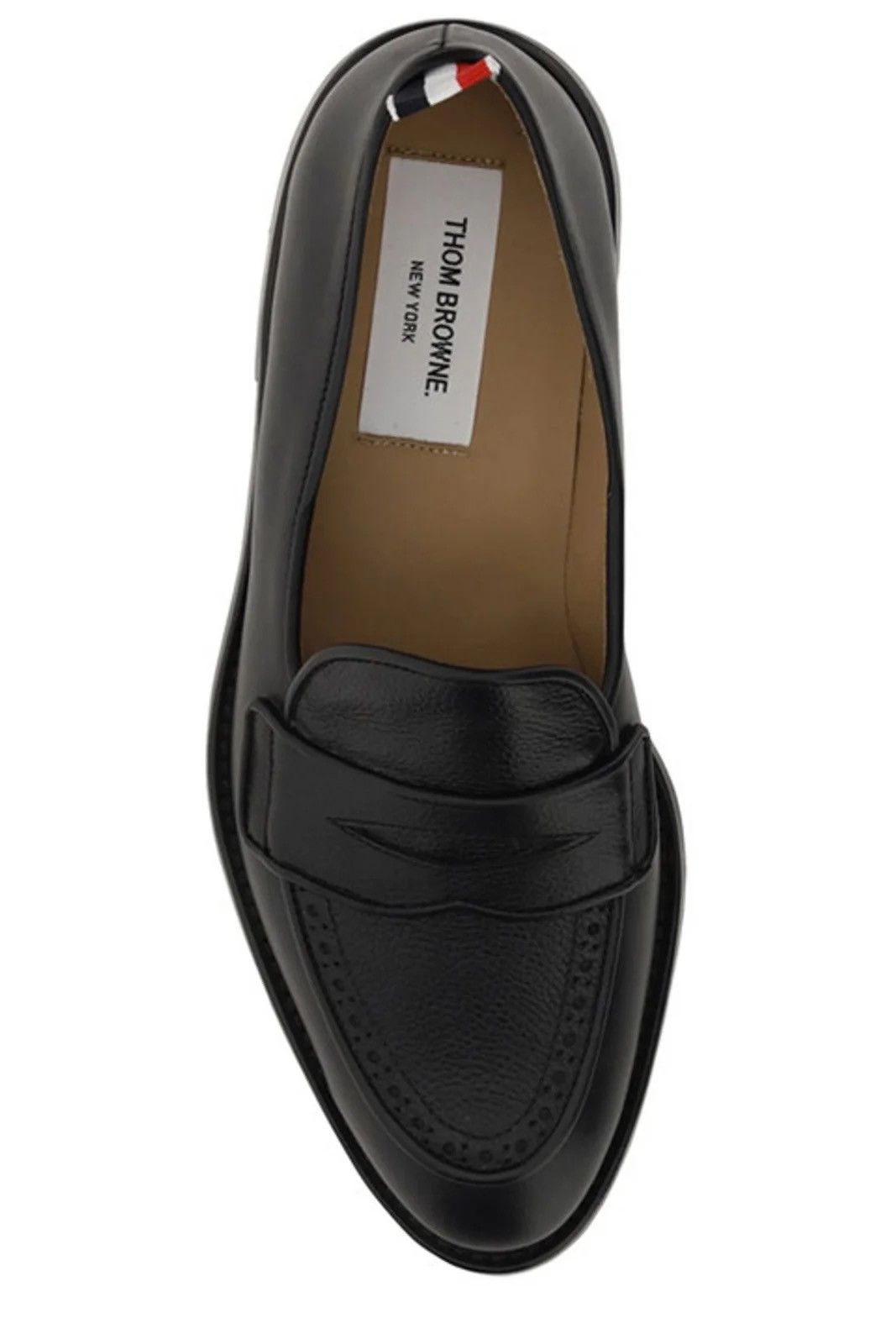 Thom Browne NEW 40 Calf Leather Grained Smooth Penny Loafers Black Size US 7 / EU 40 - 8 Thumbnail