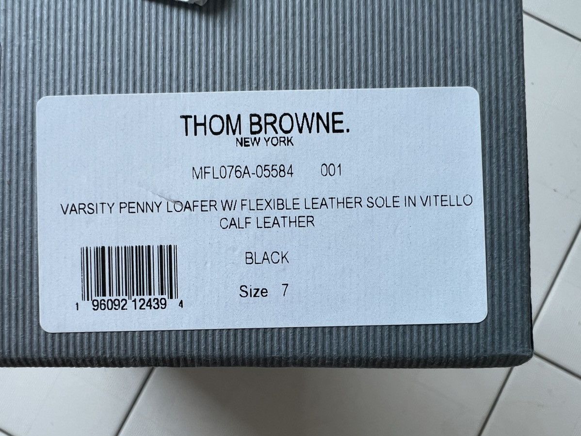 Thom Browne NEW 40 Calf Leather Grained Smooth Penny Loafers Black Size US 7 / EU 40 - 4 Thumbnail