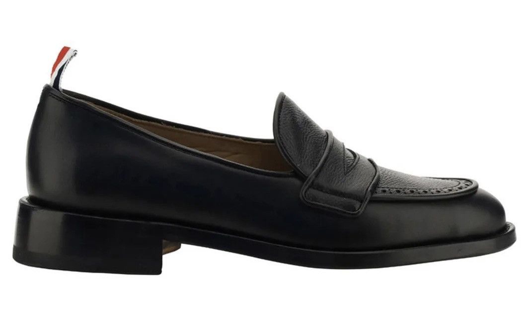 Thom Browne NEW 40 Calf Leather Grained Smooth Penny Loafers Black Size US 7 / EU 40 - 5 Thumbnail