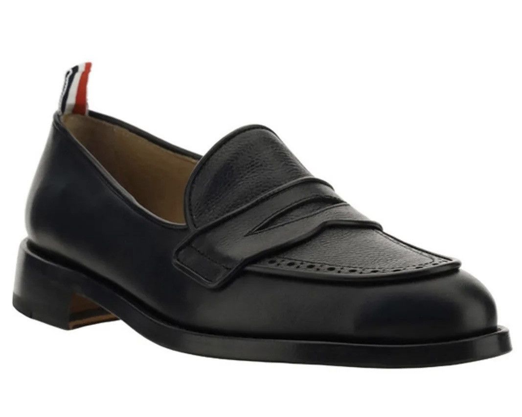 Thom Browne NEW 40 Calf Leather Grained Smooth Penny Loafers Black Size US 7 / EU 40 - 6 Thumbnail