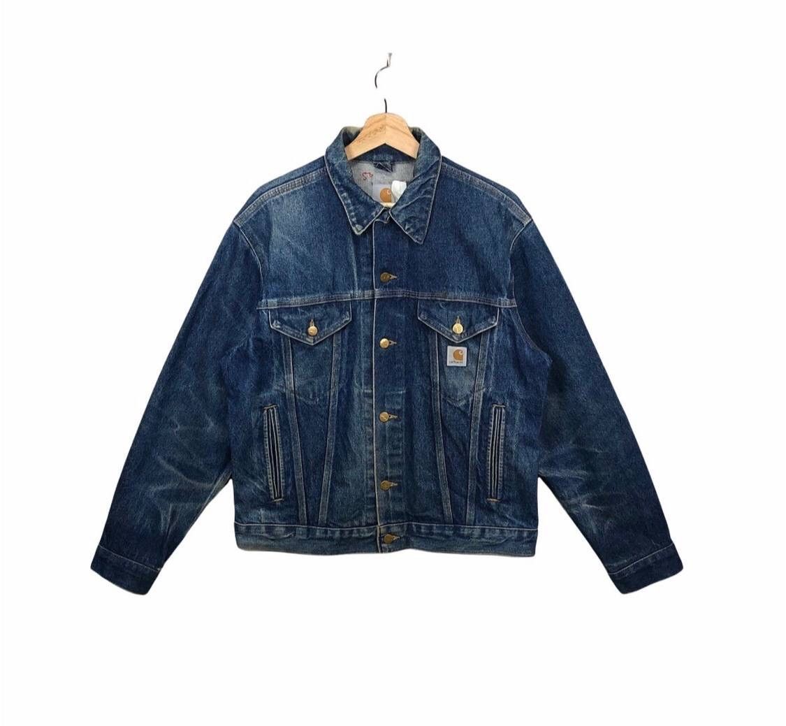 Carhartt RARE!! Vintage Carhatt Trucker Denim Jacket Hot Design Size US L / EU 52-54 / 3 - 1 Thumbnail