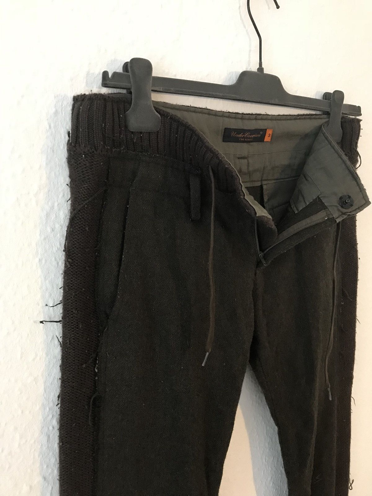 Undercover 07 AW "Knit" Wool Multi-Fabric Lighting Bolt Trousers Size US 31 - 6 Thumbnail