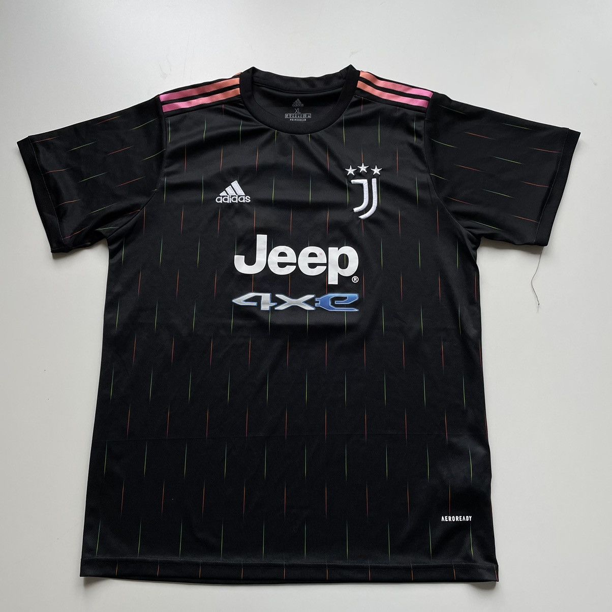 Pre-owned Adidas X Vintage 2000s Adidas Juventus Embroidered Jersey Black