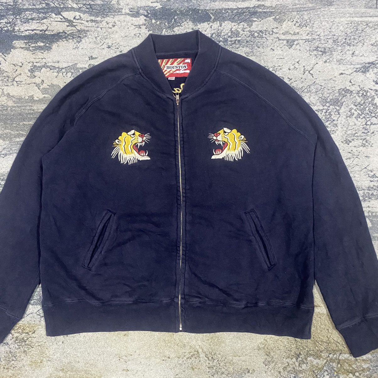 Japanese Brand × Vintage Steals🔥 Vintage Sukajan Houston Tiger Embroidery Zip Jacket Size US L / EU 52-54 / 3 - 6 Thumbnail