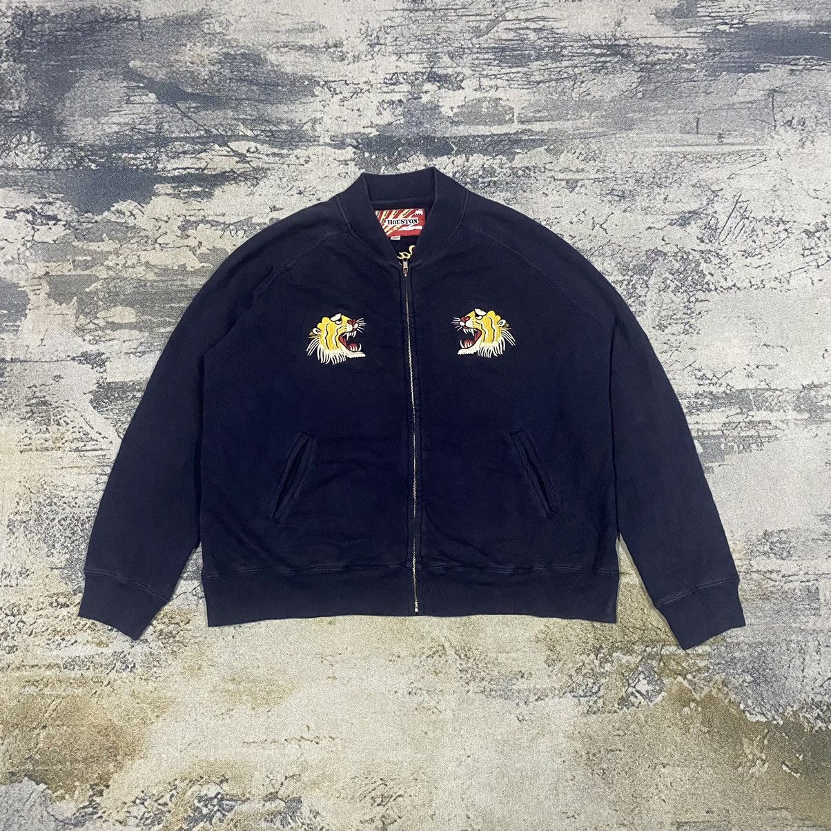 Japanese Brand × Vintage Steals🔥 Vintage Sukajan Houston Tiger Embroidery Zip Jacket Size US L / EU 52-54 / 3 - 5 Thumbnail