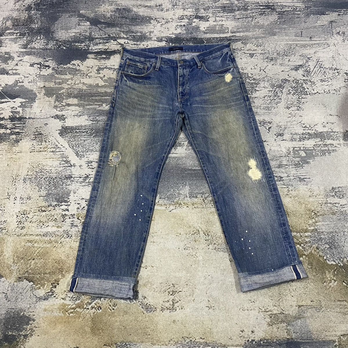 Redline🩸Vintage Selvedge Global work Splatter Denim