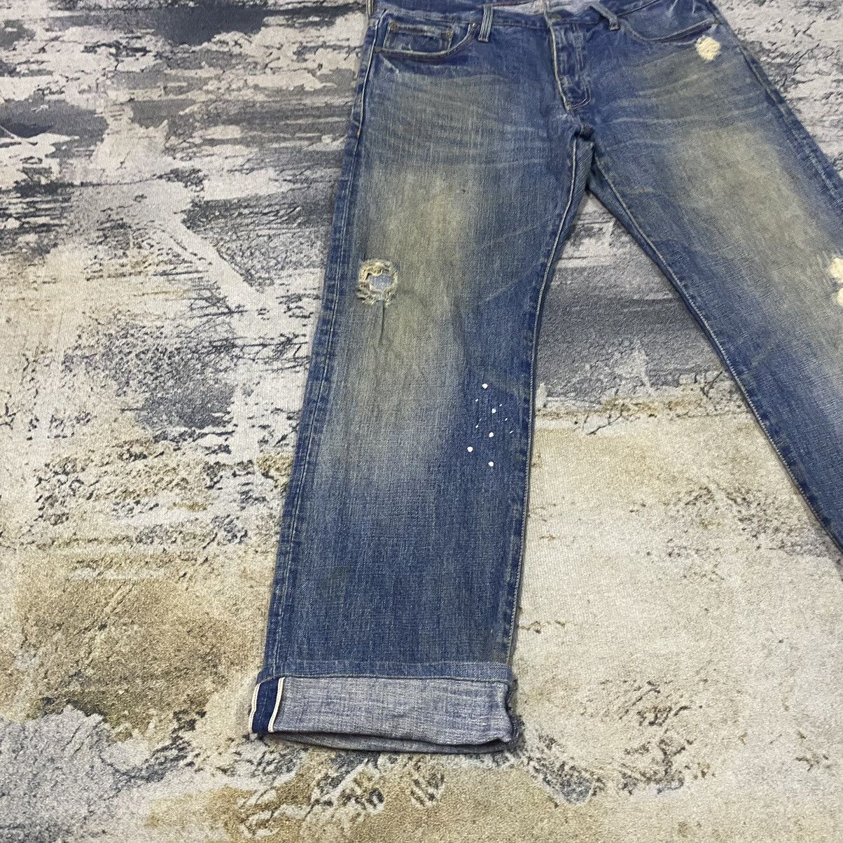 Global Work × Japanese Brand × Vintage Redline🩸Vintage Selvedge Global work Splatter Denim Size US 34 / EU 50 - 5 Thumbnail