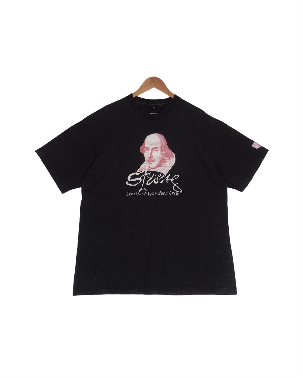 image of Steal 90's Stussy Photo Tee Vintage Shakespeare T Shirt in Black, Men's (Size XL)