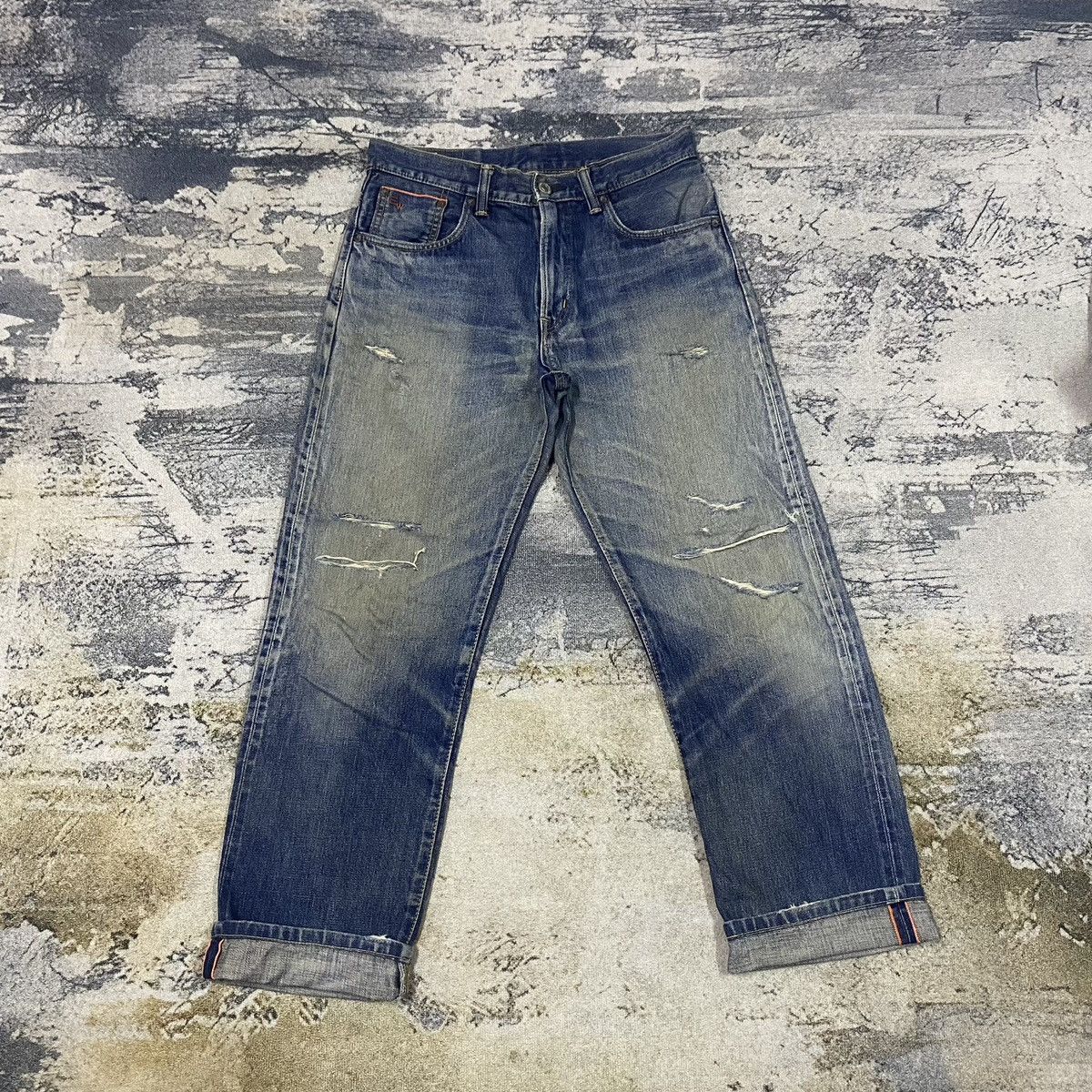 Edwin × Japanese Brand × Vintage Redline🔥Vintage Selvedge Edwin Distressed Denim Size US 31 - 1 Thumbnail