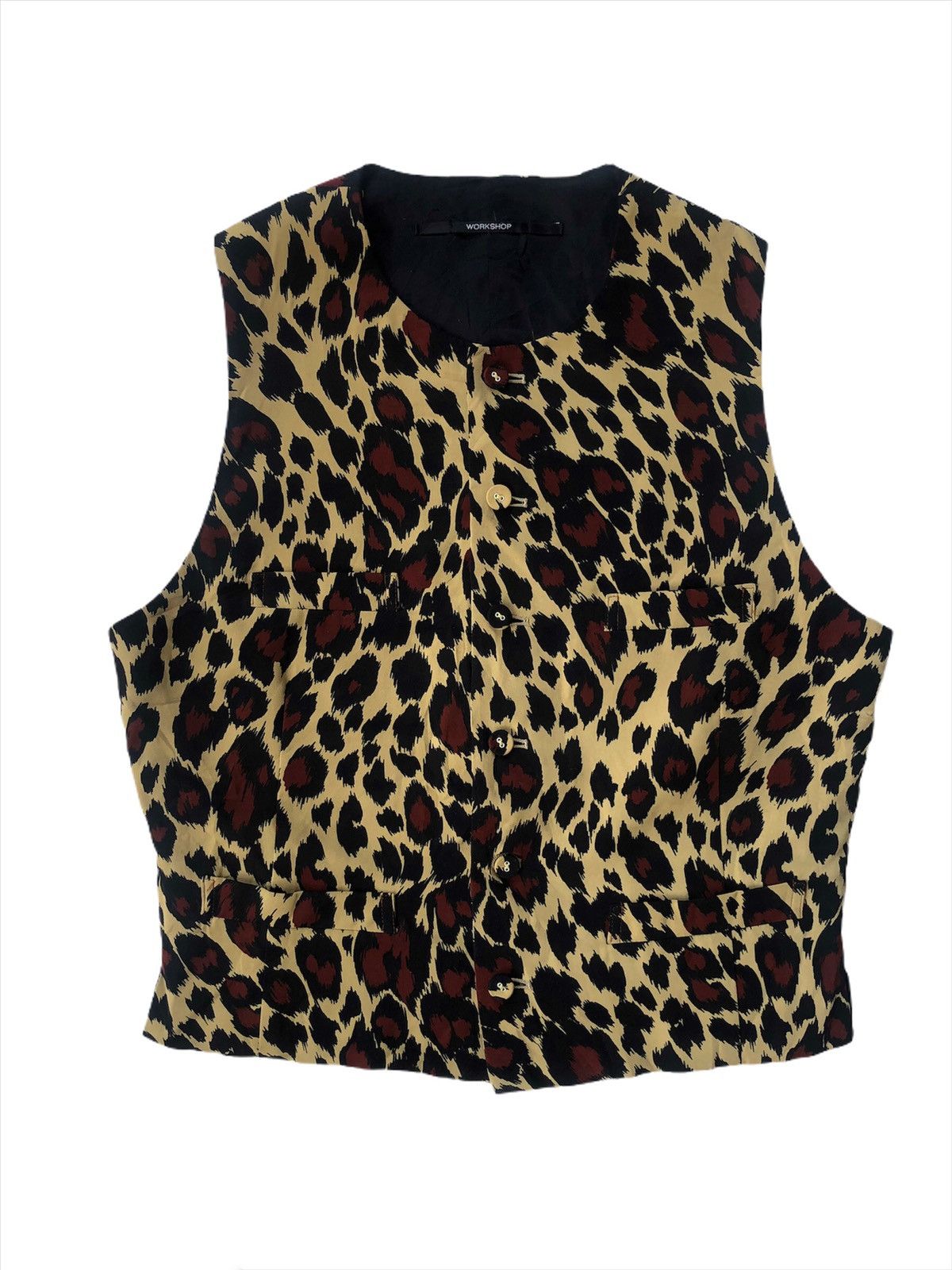 image of Yohji Yamamoto Archive80S Yohji Workshop Jacquard Vest in Leopard Print, Men's (Size Small)